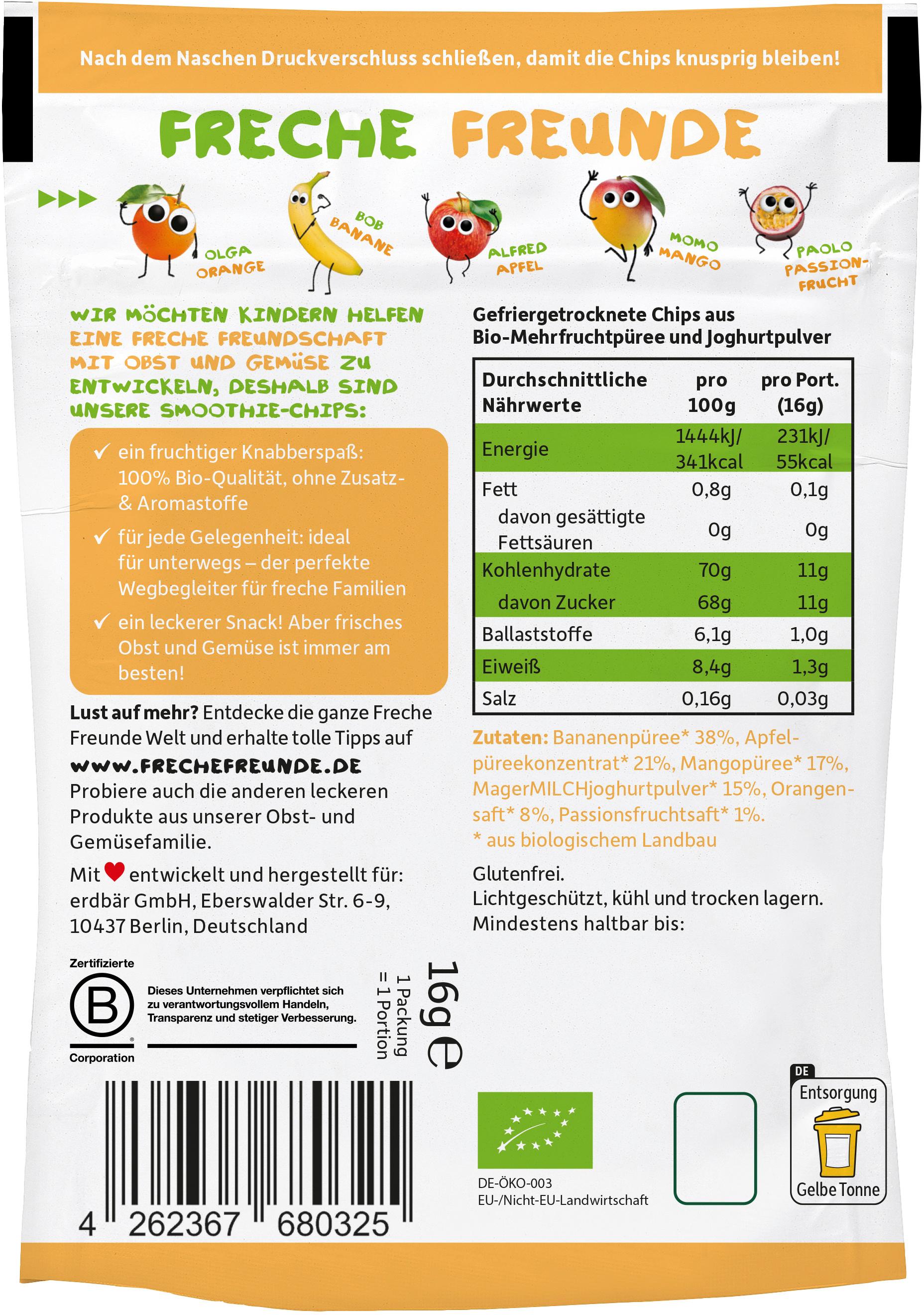Produktbild Freche Freunde Smoothie Chips Exotik mit Joghurt 2 von 9