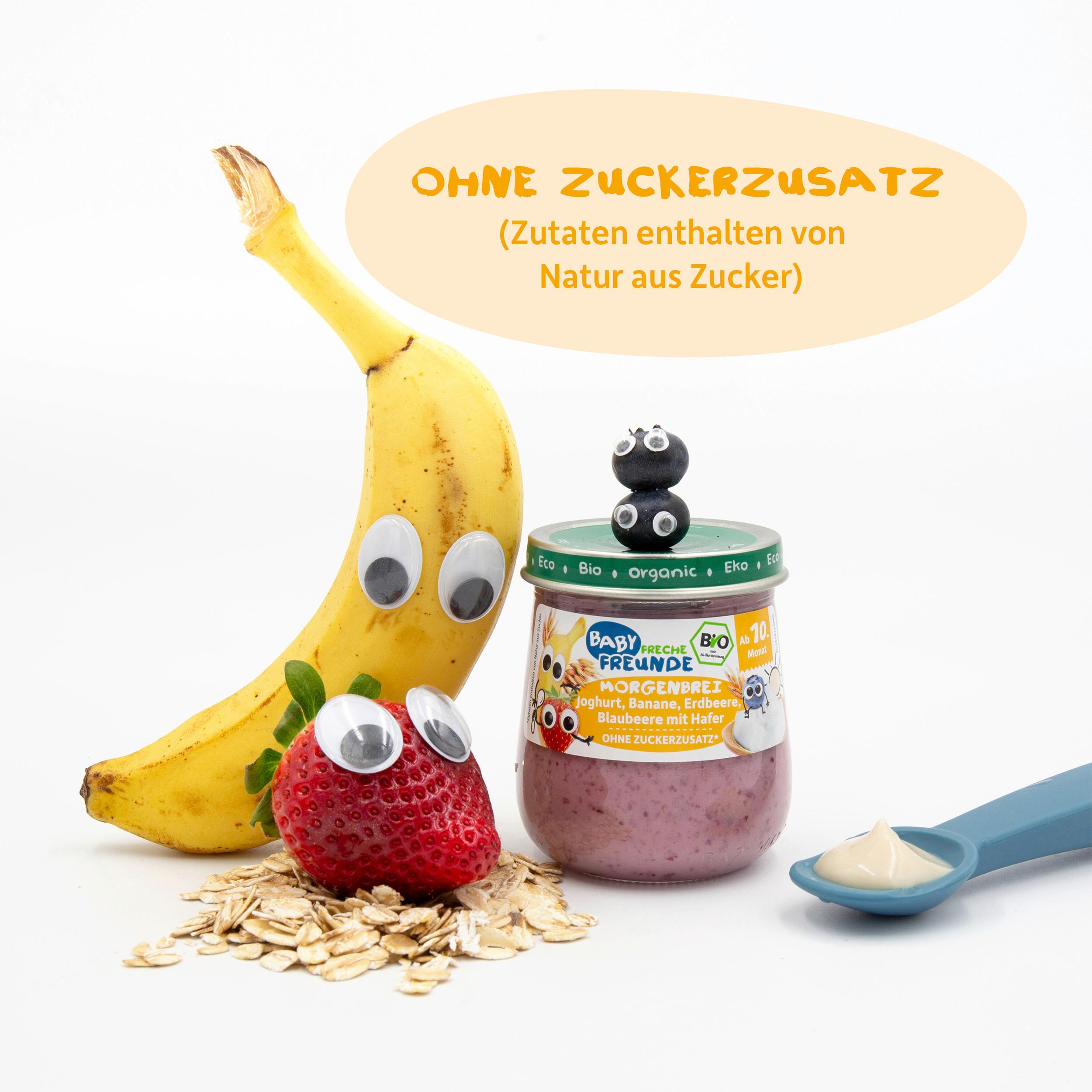 Produktbild Freche Freunde Baby Bio Morgenbrei Joghurt, Banane, Erdbeere, Blaubeere mit Hafer 8 von 10