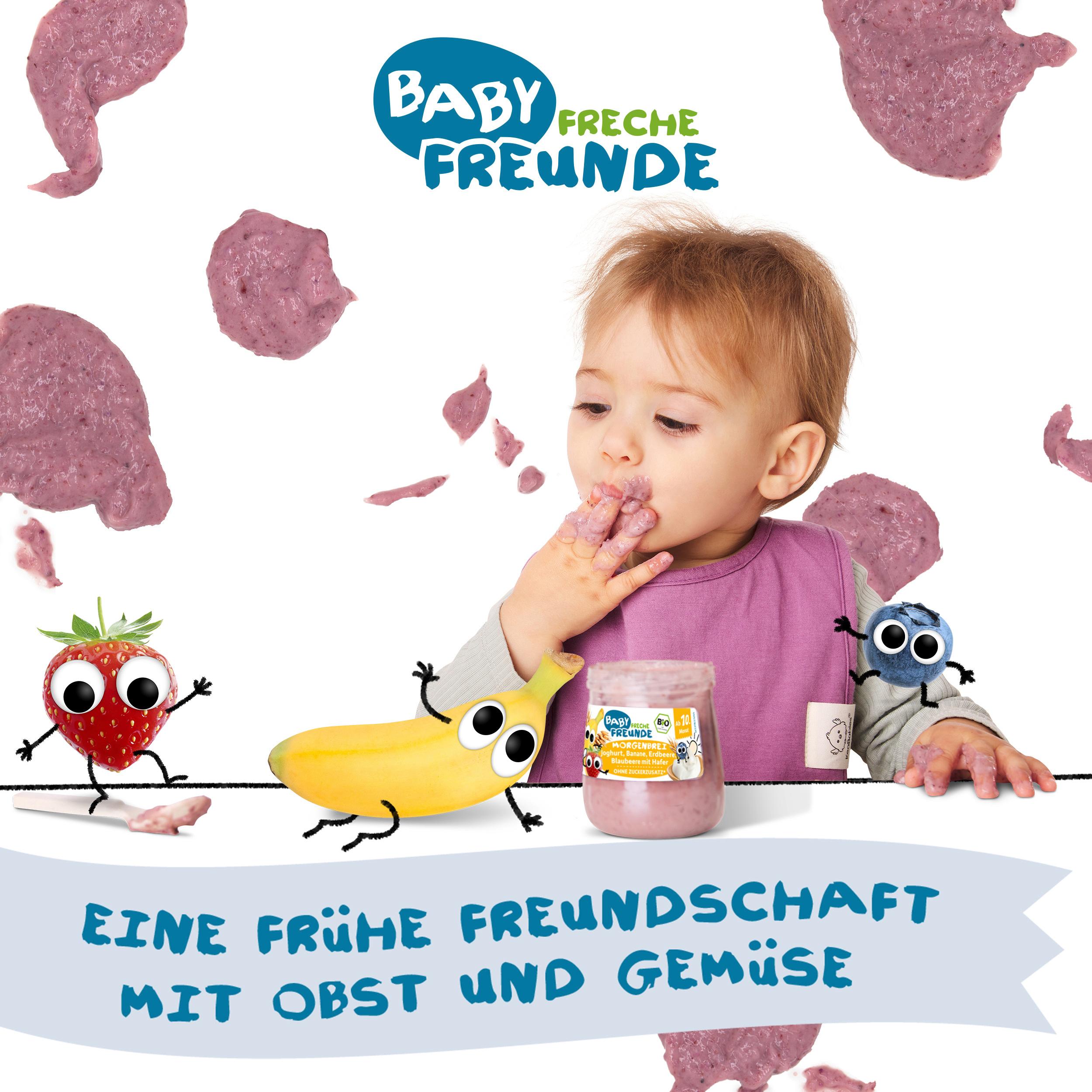 Produktbild Freche Freunde Baby Bio Morgenbrei Joghurt, Banane, Erdbeere, Blaubeere mit Hafer 4 von 10