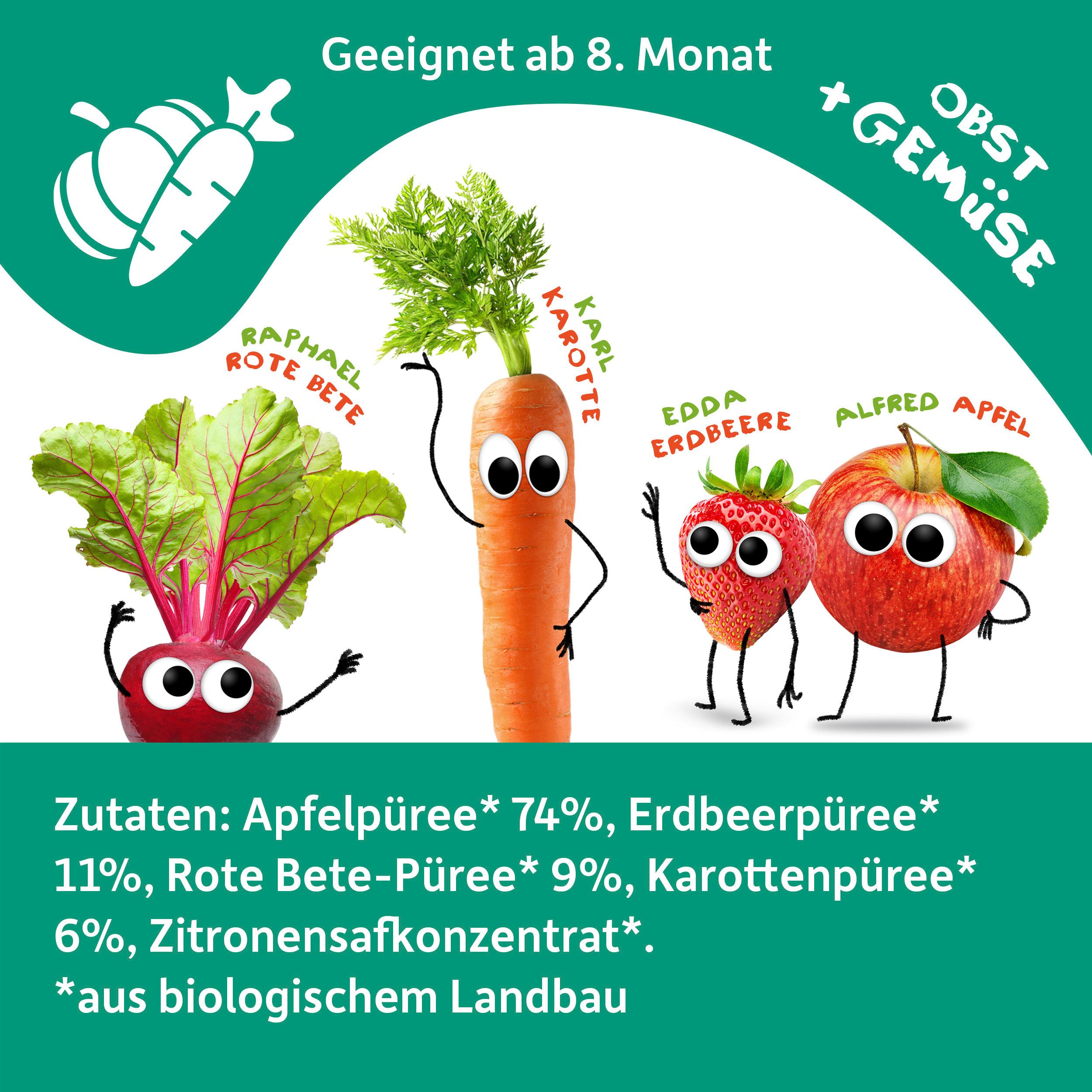 Produktbild Freche Freunde Quetschie Apfel, Erdbeere mit Rote Beete&Karotte 3 von 10