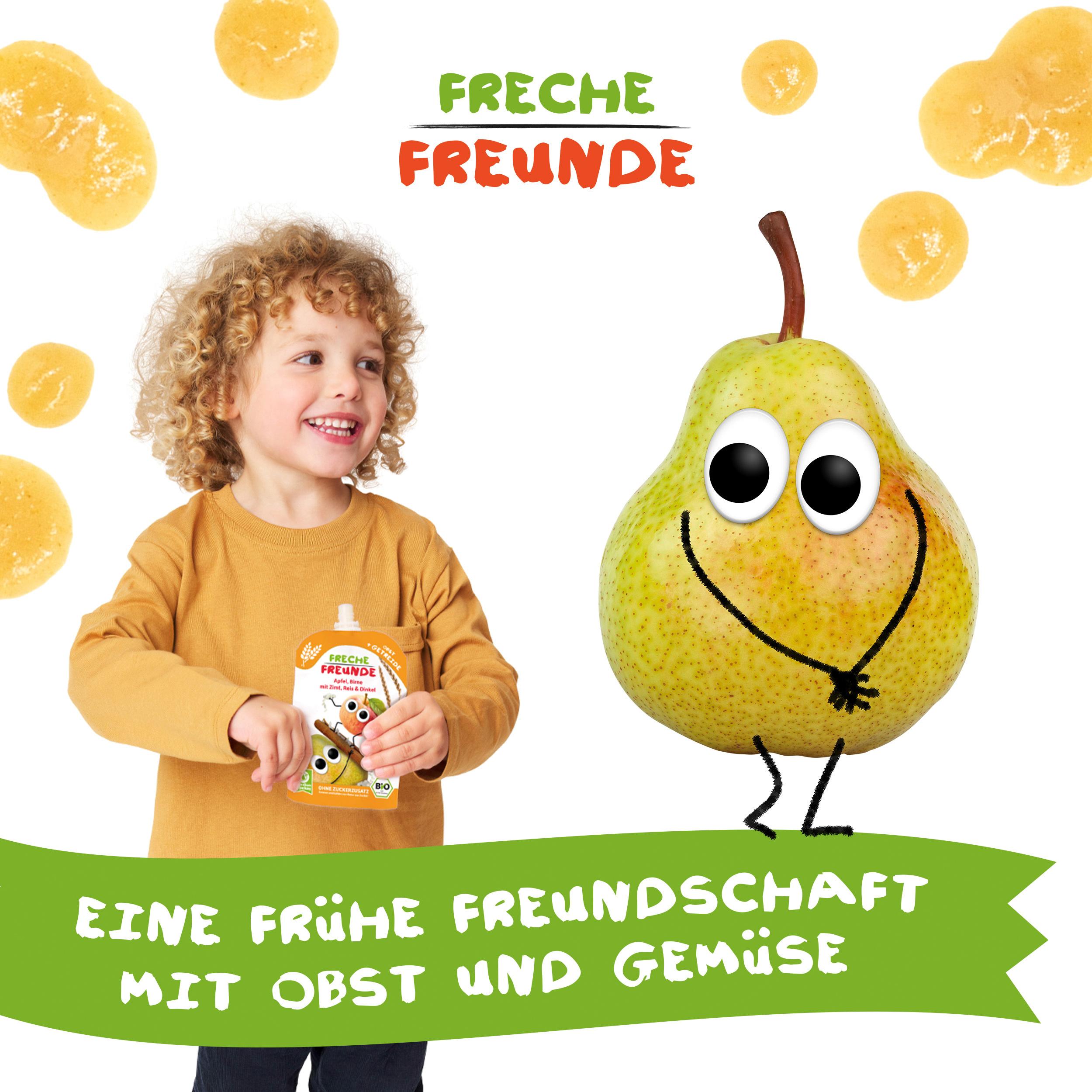 Produktbild Freche Freunde Quetschie Apfel, Birne mit Zimt, Reis&Dinkel 4 von 10
