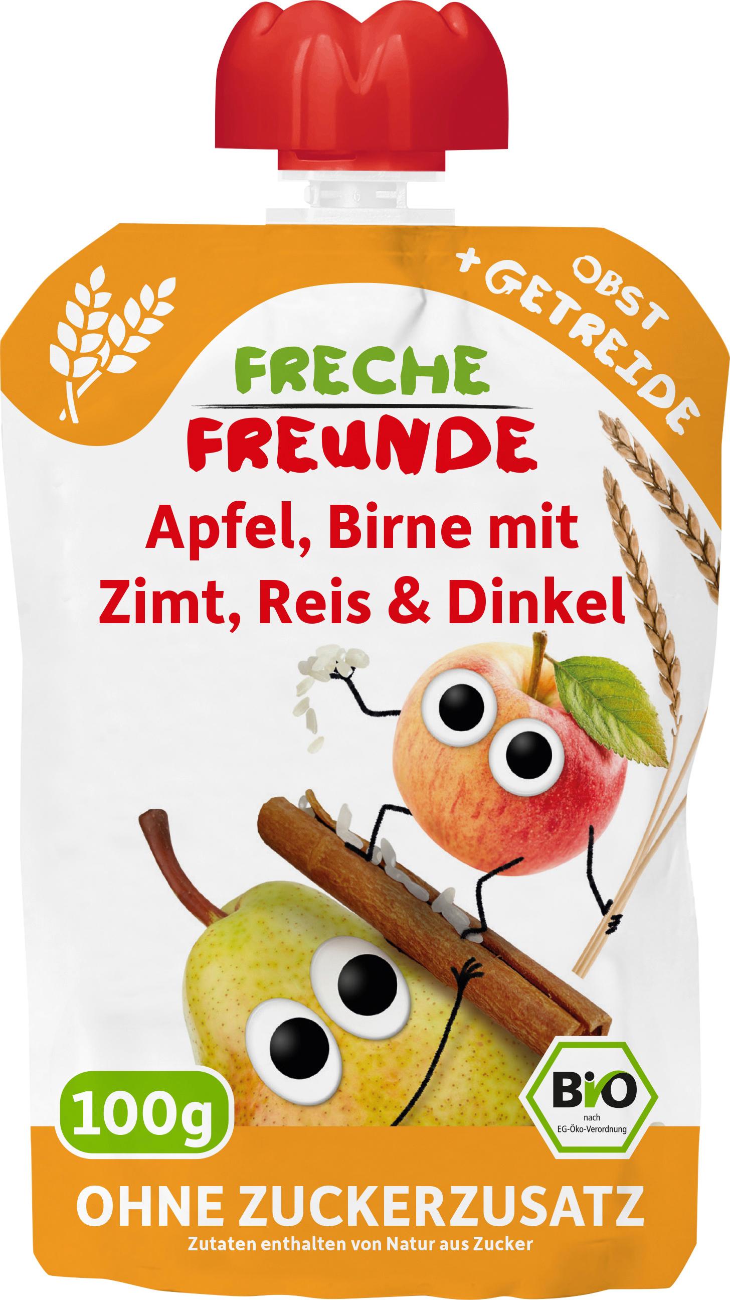 Freche Freunde Quetschie Apfel, Birne mit Zimt, Reis&Dinkel
