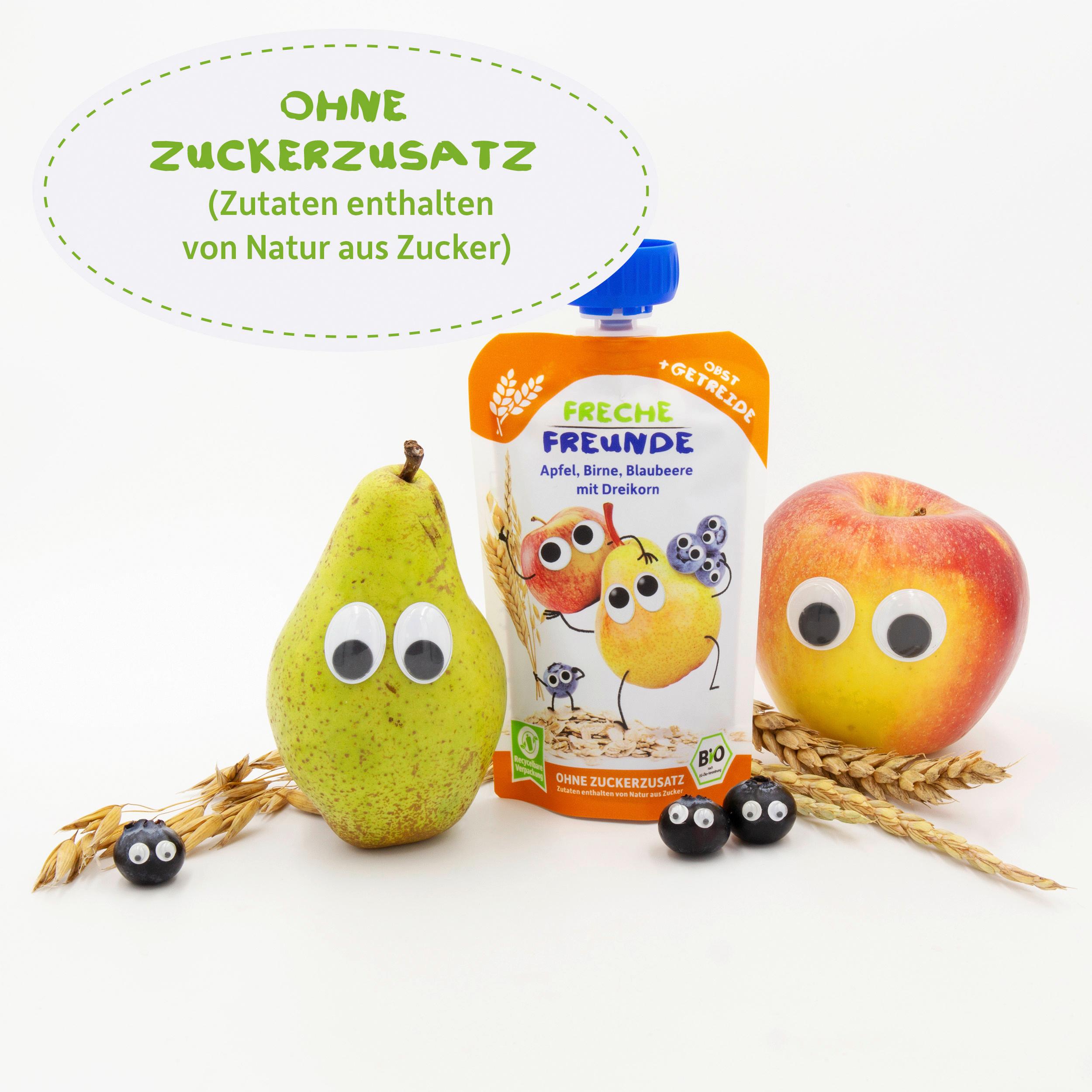 Produktbild Freche Freunde Quetschie Apfel, Birne, Blaubeere mit Dreikorn 9 von 10