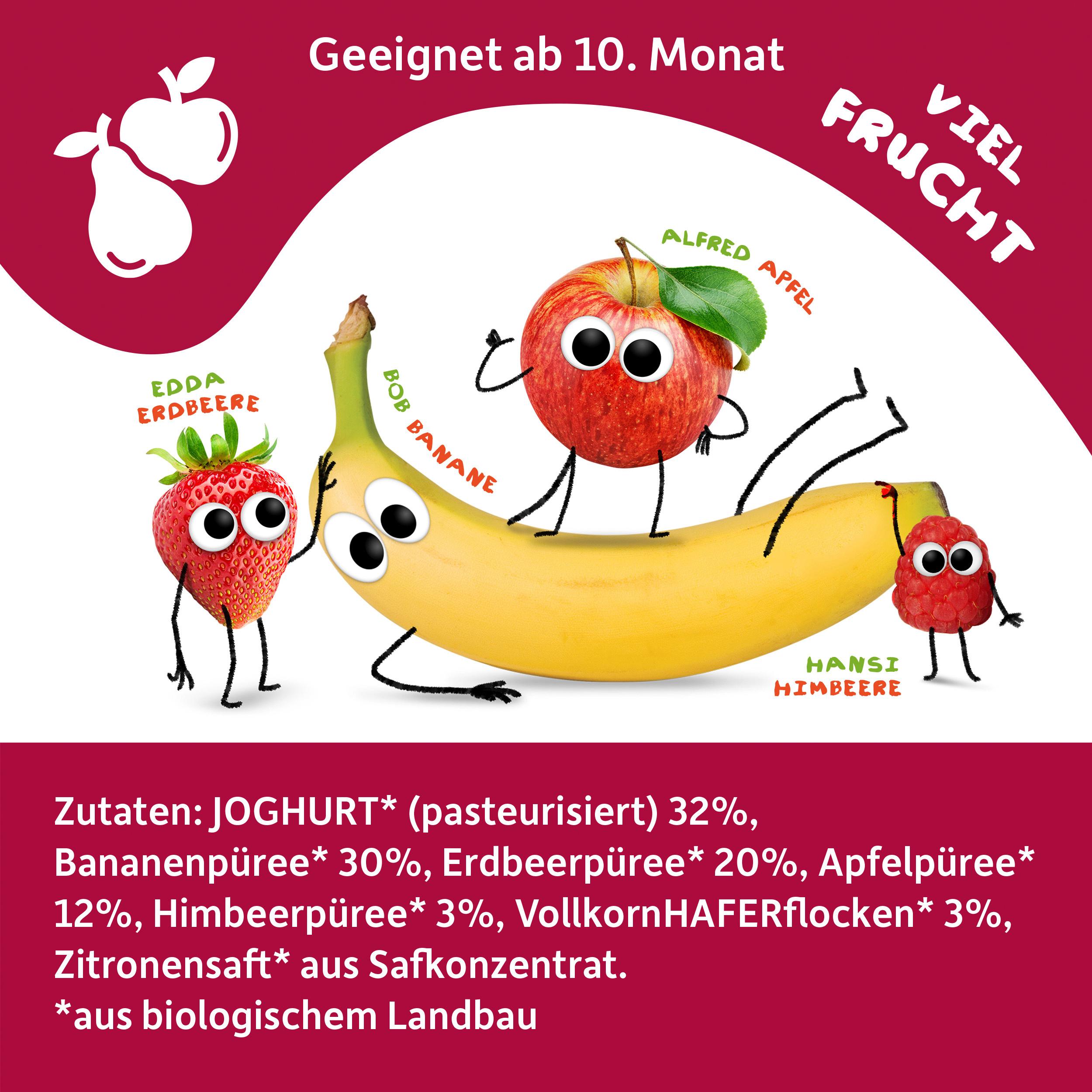 Produktbild Freche Freunde Quetschie Joghurt, Banane, Erdbeere, Apfel&Himbeere 8 von 10