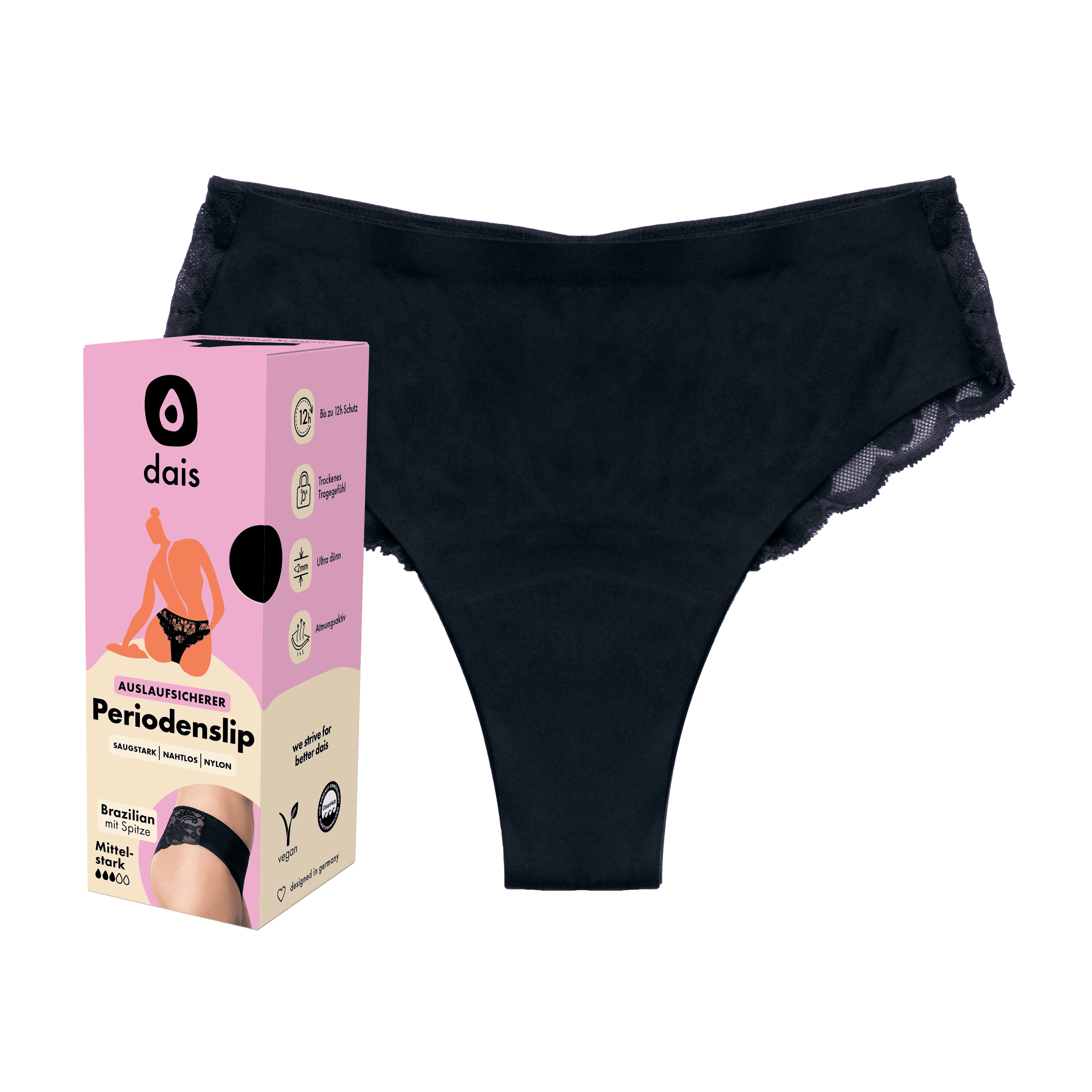 dais Periodenslip Brazilian mit Spitze