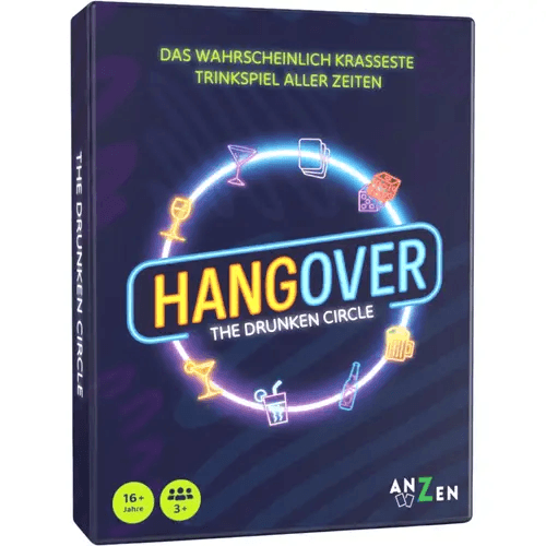 HANGOVER – The Drunken Circle Trinkspiel Partyspiel mit Karten & Würfeln für Erwachsene ab 18 Jahren