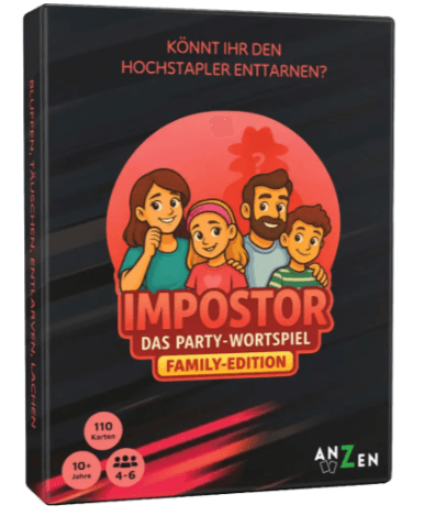 Impostor Kartenspiel Family Edition – Familienspiel mit 110 Karten für 4–6 Spieler, Party- & Ratespiel ab 8 Jahren