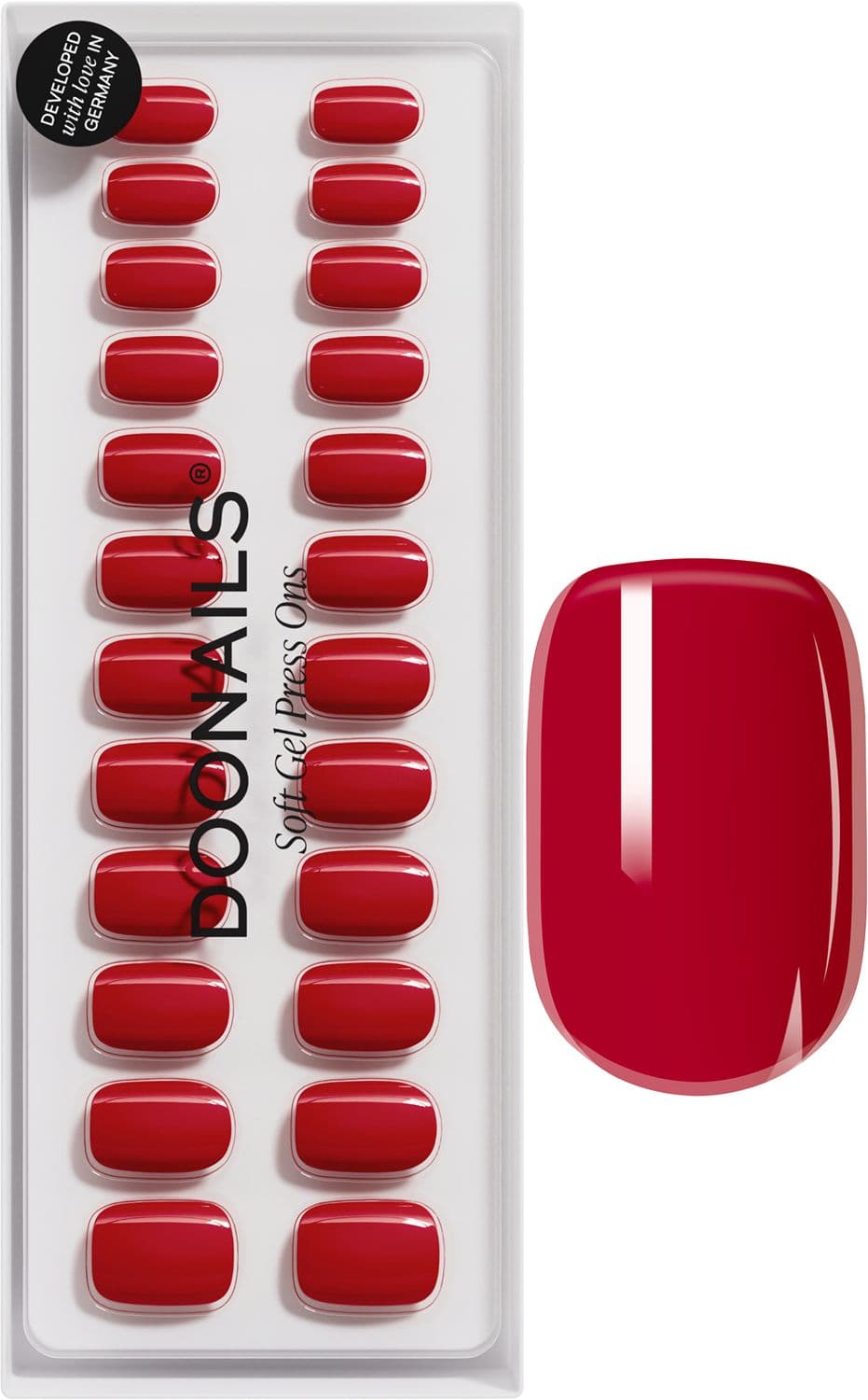 DOONAILS Soft Gel Press Ons Rojo Rosa Cuadrado Corto