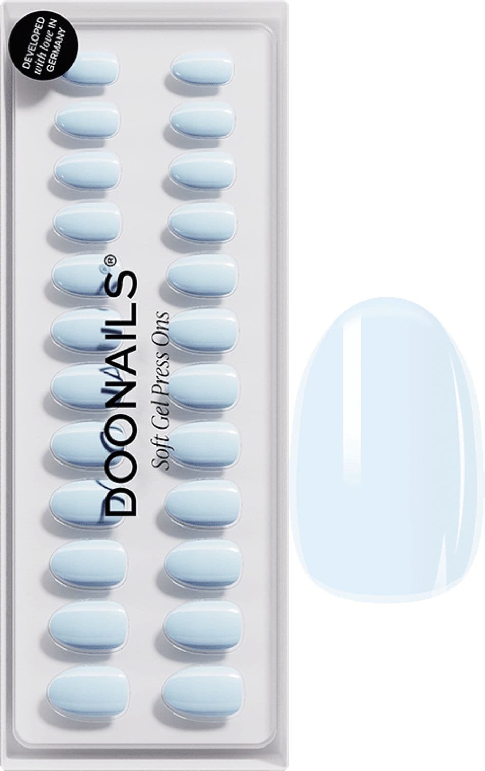 DOONAILS Soft Gel Press Ons Baby Blue Short Round
