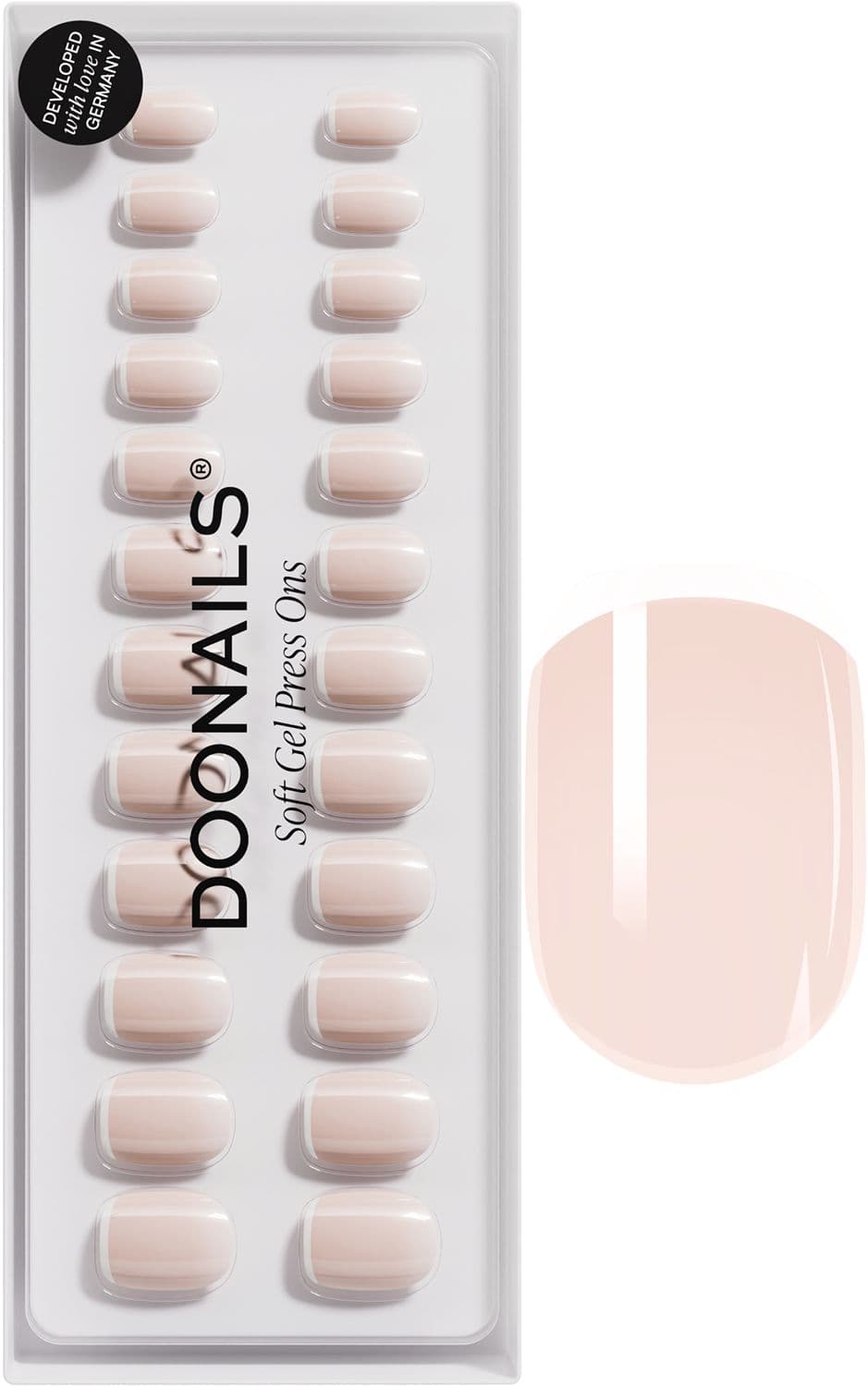 DOONAILS Soft Gel Press Ons Clásico Francés Extra Corto Cuadrado
