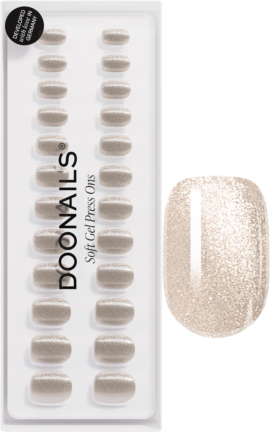 DOONAILS Soft Gel Press Ons Champagne Cateye Extra Short Square