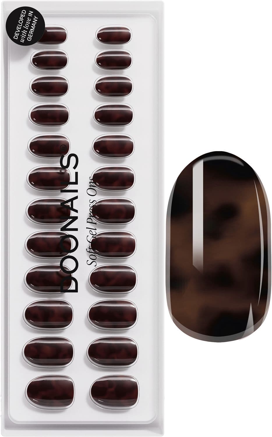 DOONAILS Soft Gel Press Ons Mosaic Amber Medium Round