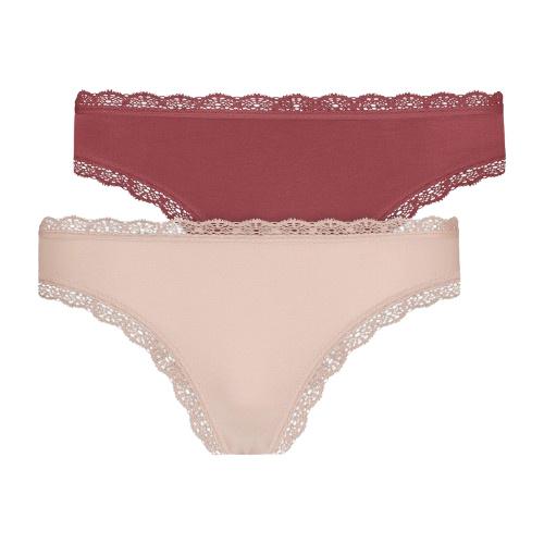 SNOCKS Damen Tanga mit Spitze aus Bio-Baumwolle 2er Pack