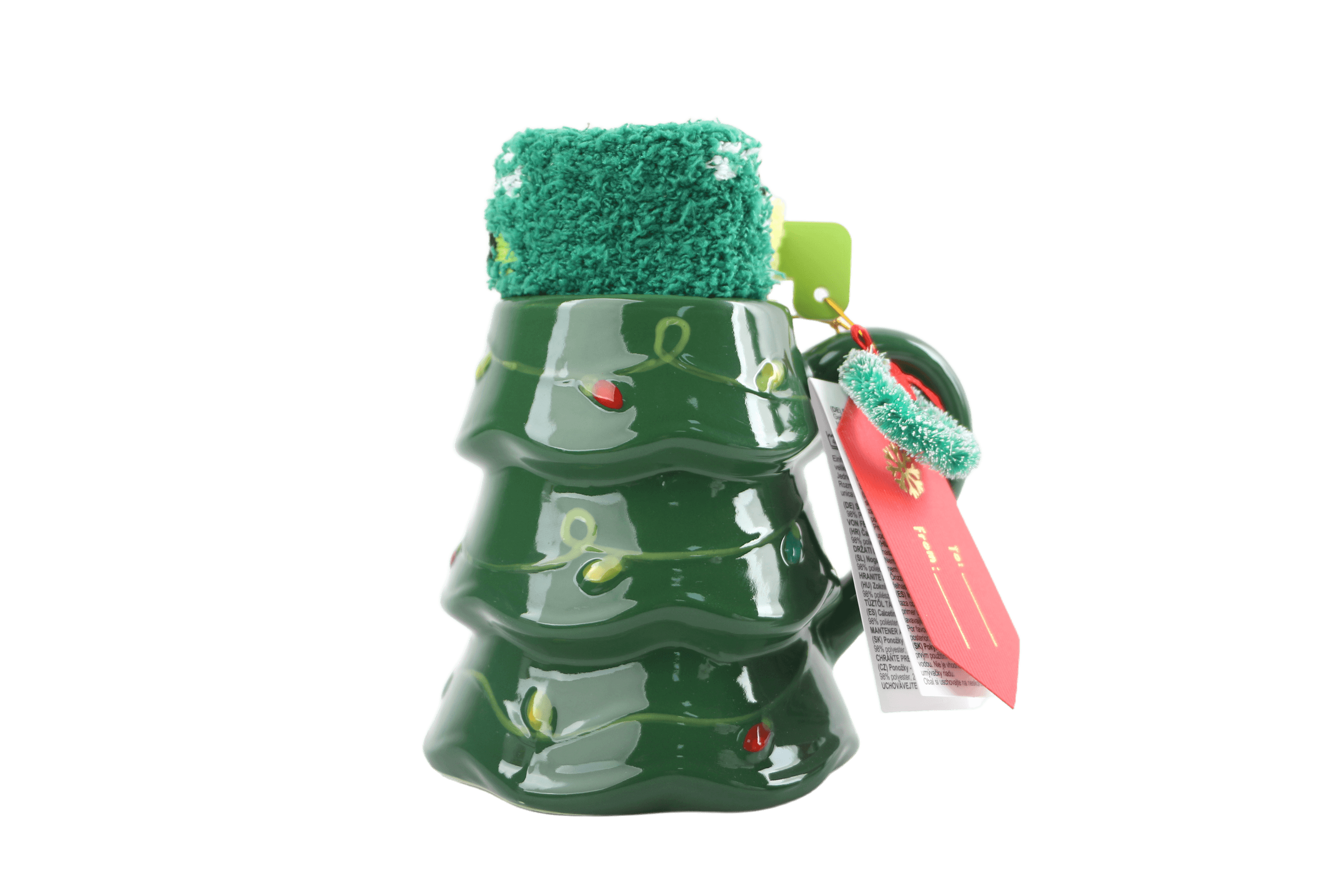 DOLCE VITA GIFTS Weihnachtsbaumtasse mit Kuschelsocken