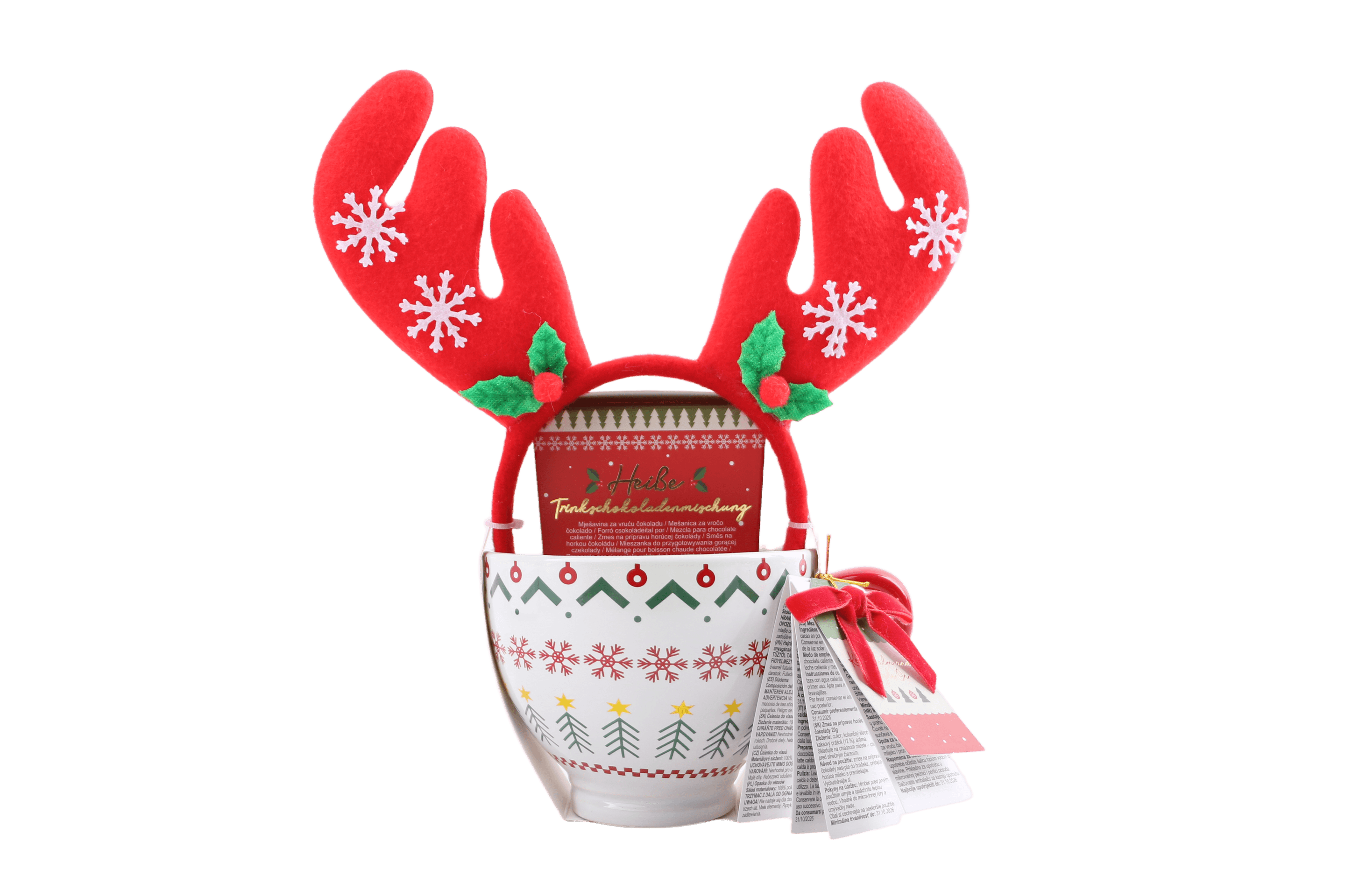 DOLCE VITA GIFTS Tasse mit Trinkschokoladenmischung & Haarreif Reindeer