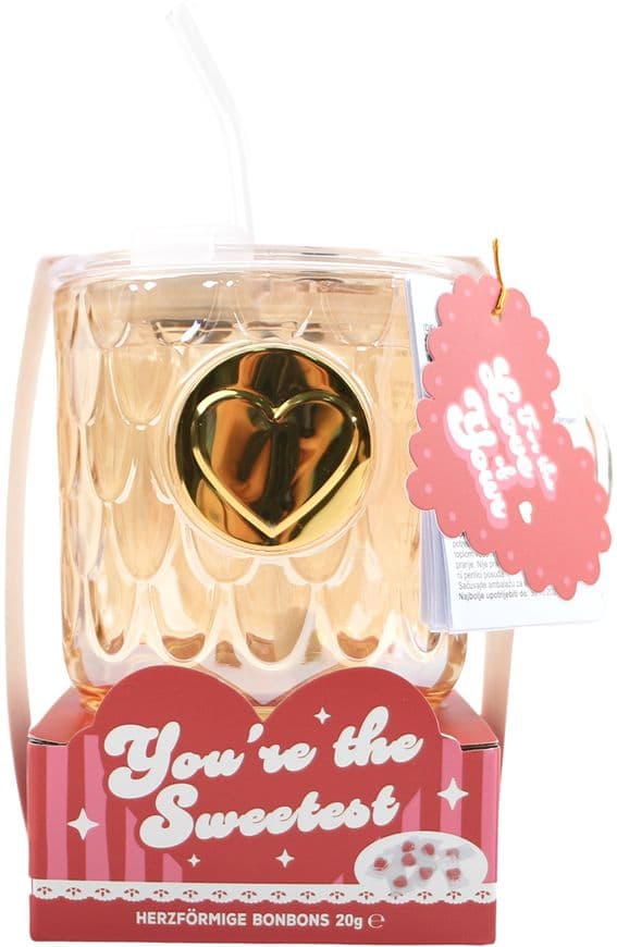 DOLCE VITA GIFTS Trinkglas mit Herzbonbons