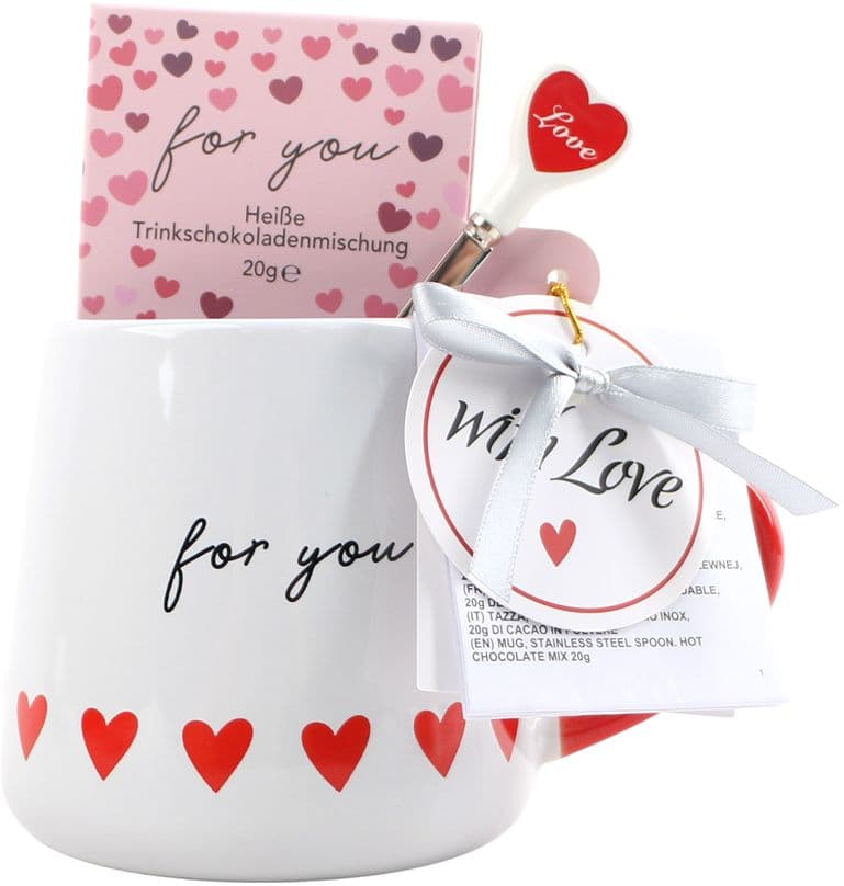 DOLCE VITA GIFTS Mug Hot Chocolate Mix und Herzlöffel