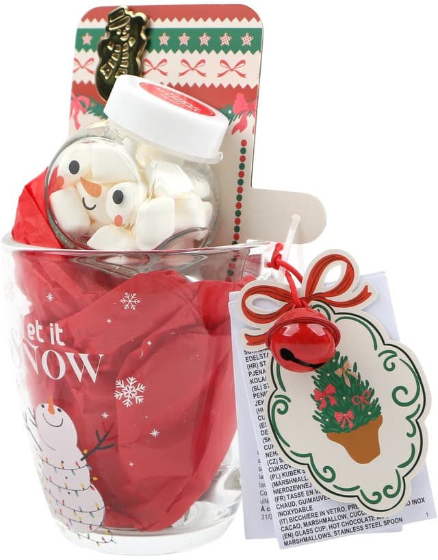 DOLCE VITA GIFTS Glas & Trinkschokoladenmischung Let it snow Geschenkpackung