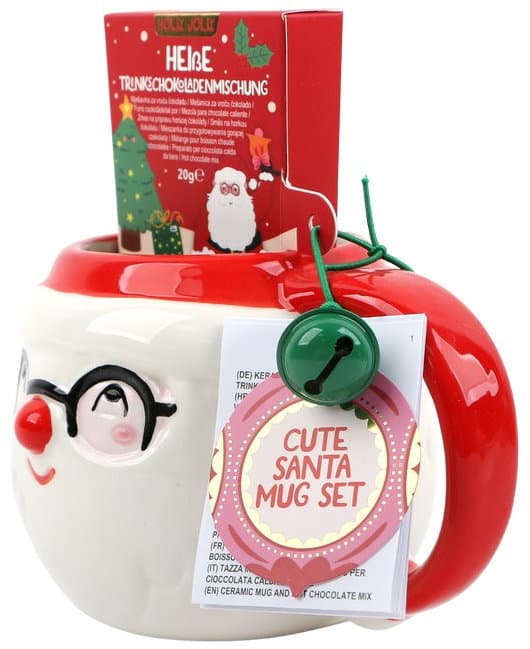DOLCE VITA GIFTS Tasse & Trinkschokoladenmischung Cute Santa Geschenkpackung