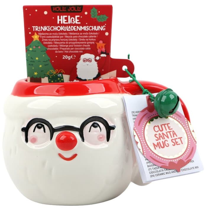 DOLCE VITA GIFTS Tasse & Trinkschokoladenmischung Cute Santa Geschenkpackung