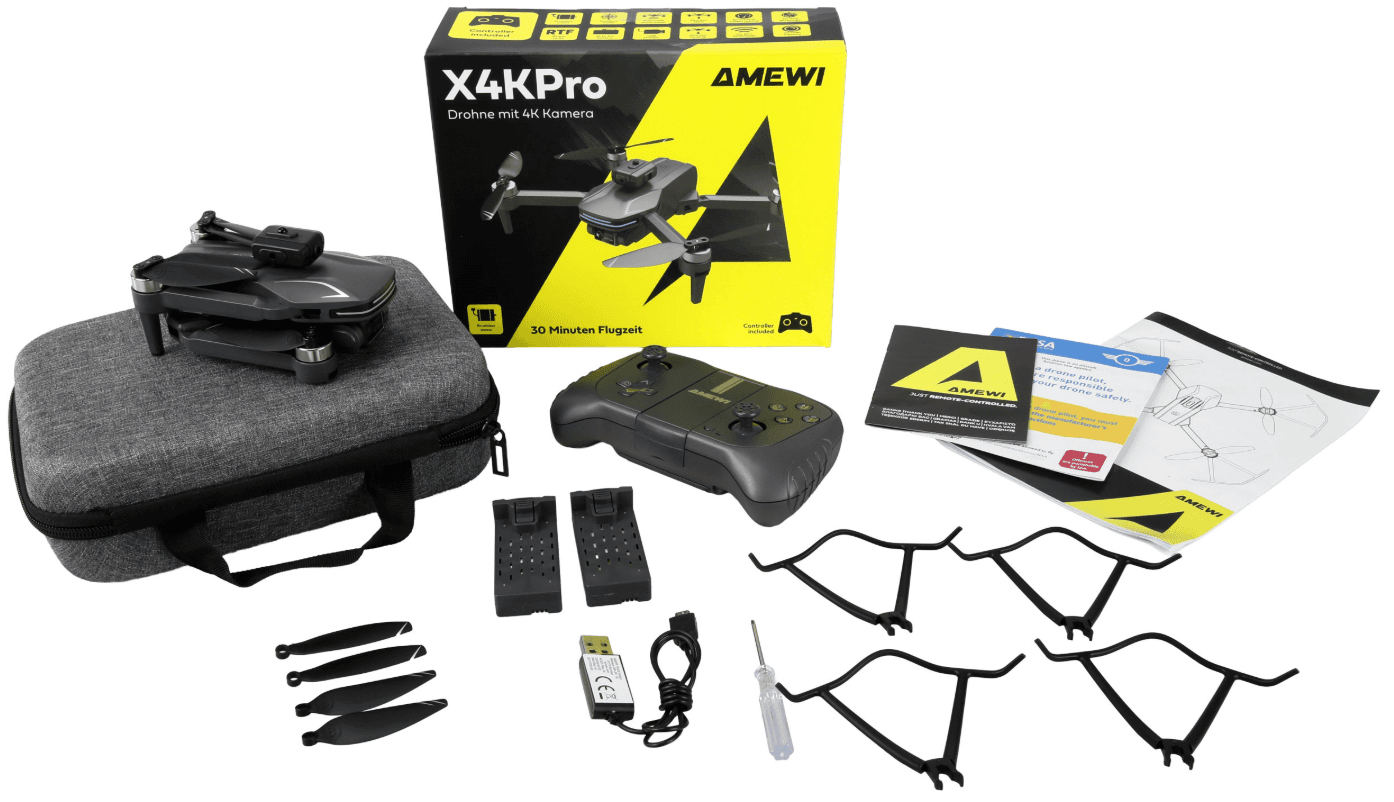 Produktbild Amewi AMXFlight X4KPro Brushless-Drohne mit interpolierter 4K Kamera – inkl. 2 Akkus & Transporttasche 7 von 8