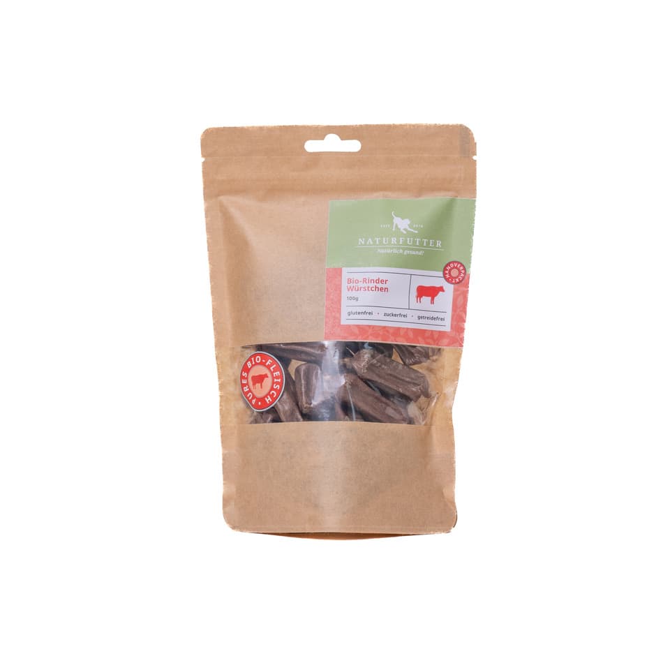 NATURFUTTER Leckerli Hundesnack Bio Rinderwürstchen