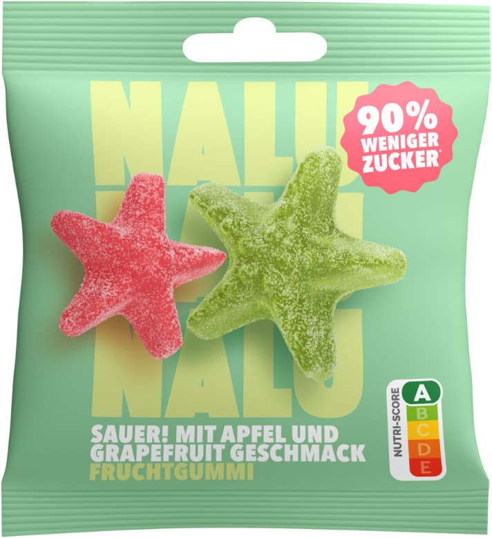 NALU Fruchtgummi Saure Seesterne Apfel & Grapefruit 