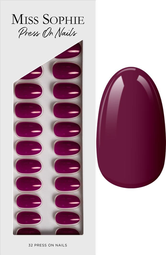 MISS SOPHIE Press On Nails Short Round Berry