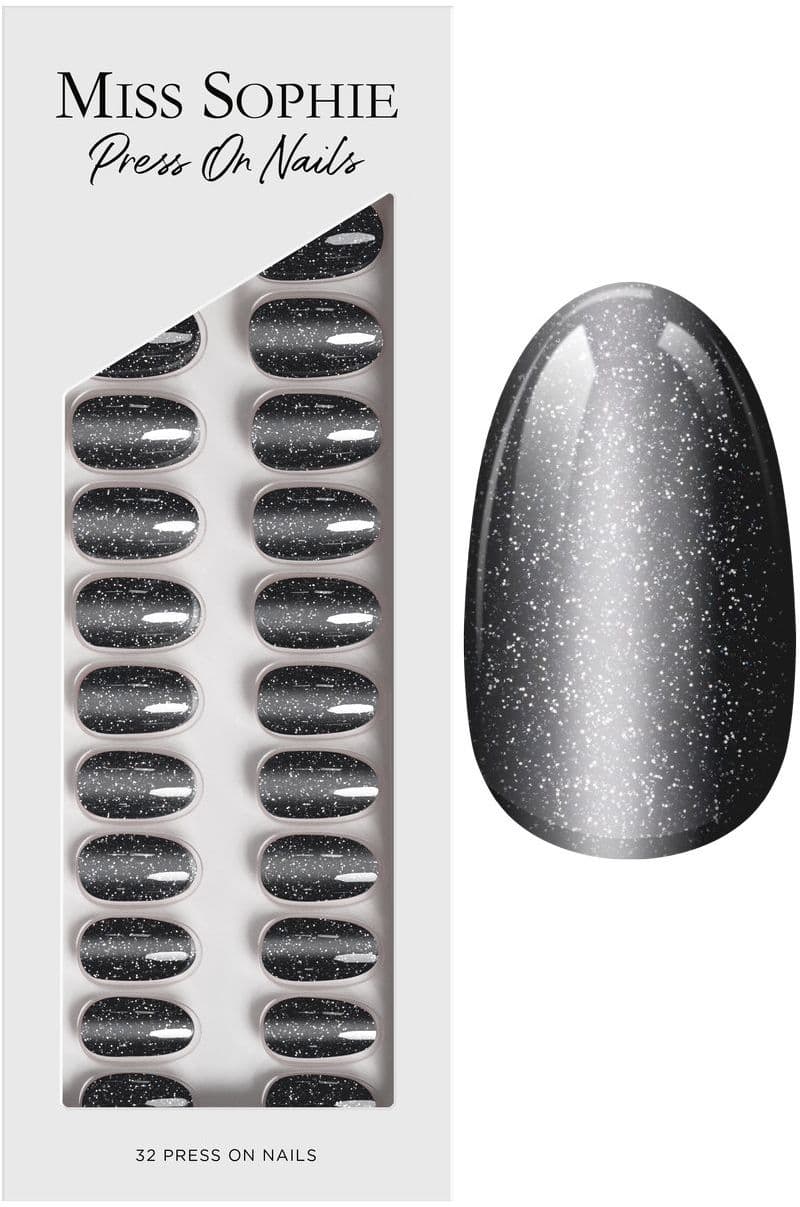 MISS SOPHIE Press On Nails Diamond Cat Eye Short Round   