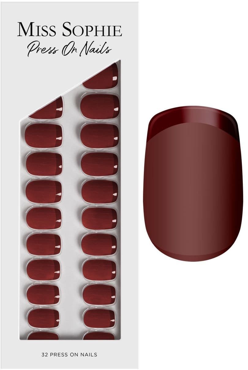 MISS SOPHIE Press On Nails Matte Maroon Short Square 
