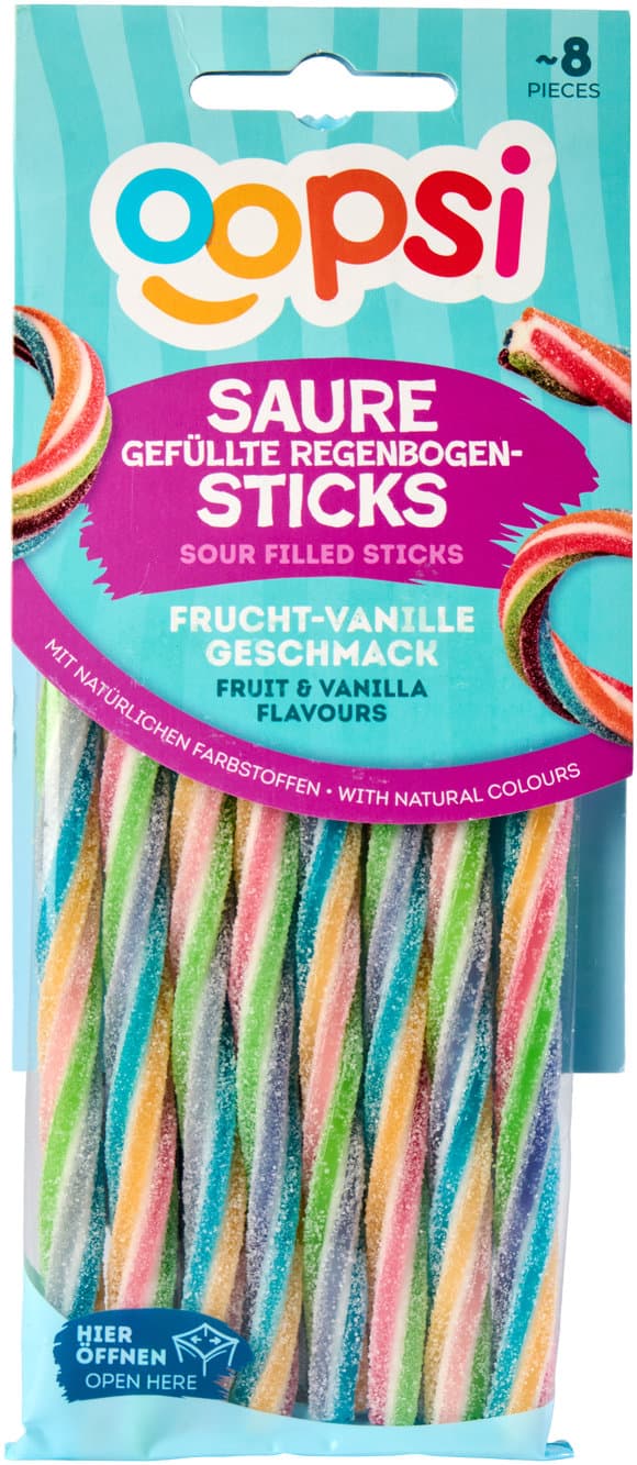 oopsi Saure gefüllte Sticks Regenbogen