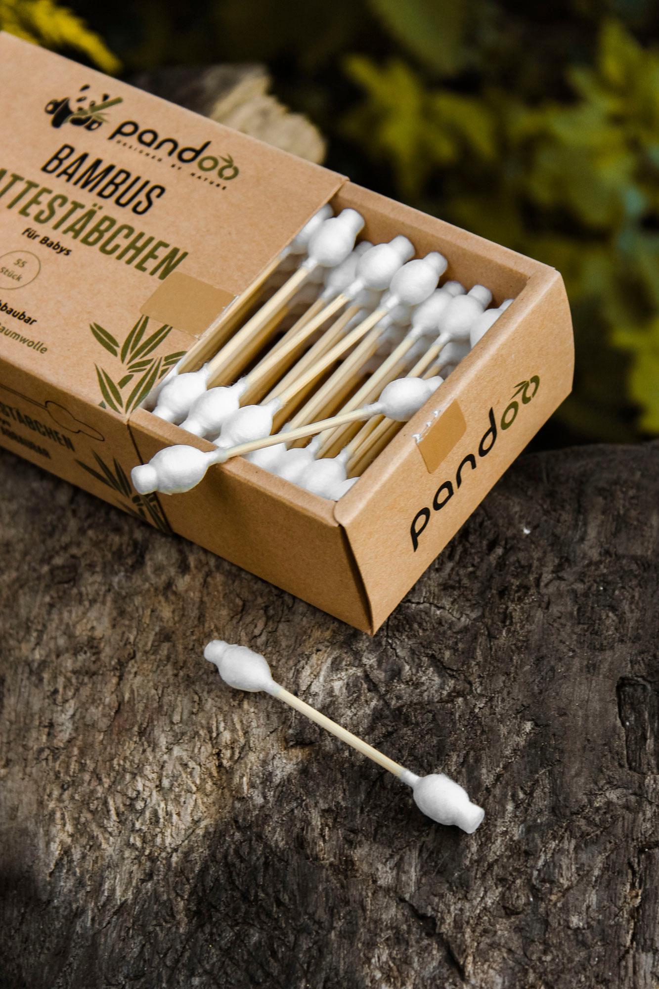 Produktbild pandoo Bambus-Wattestäbchen für Babys m. Sicherheitskopf 6 von 6