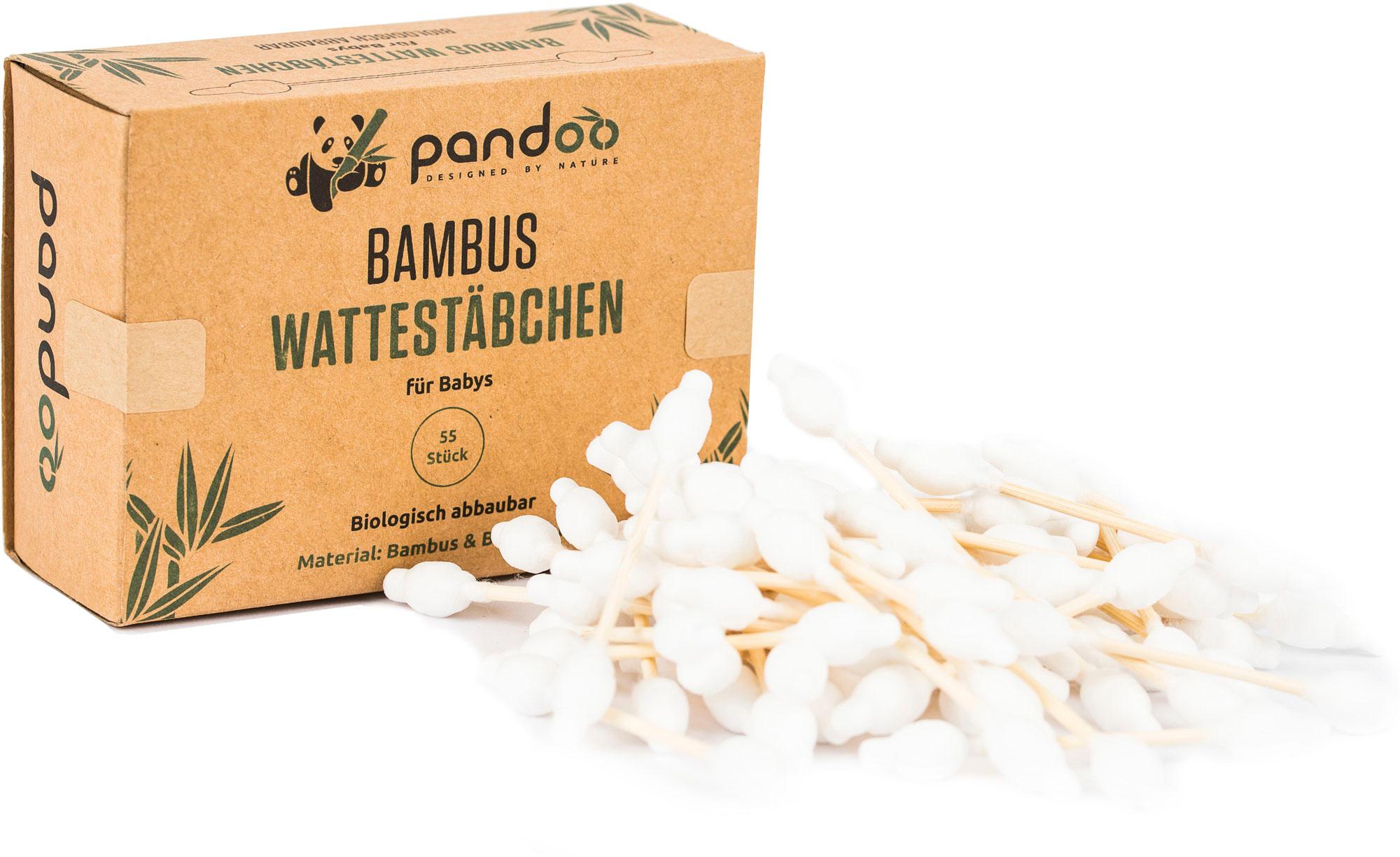 Produktbild pandoo Bambus-Wattestäbchen für Babys m. Sicherheitskopf 2 von 6