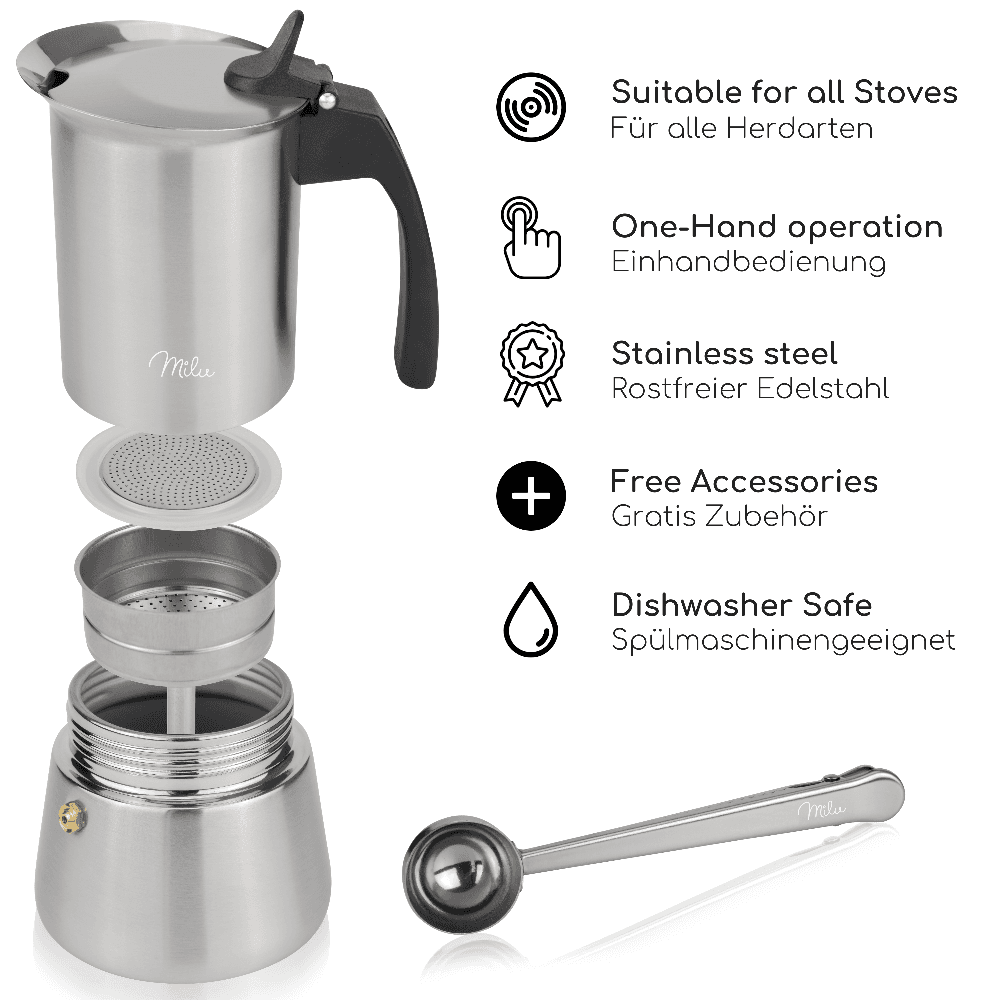 Produktbild Milu Edelstahl Induktion Espressokocher-Set 6-tlg. 3 von 5