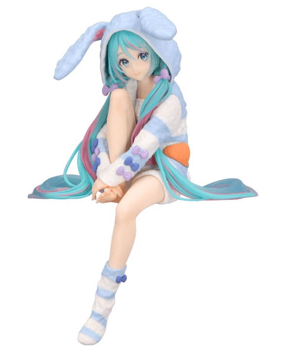 Hatsune Miku Noodle Stopper PVC Statue Hatsune Miku Rabbit Ear Hood Pajama Blue Color Ver. 14 cm