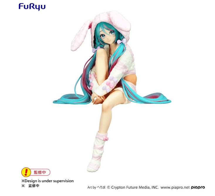 Hatsune Miku Noodle Stopper PVC Statue Rabbit Ear Hood Pajama 14 cm