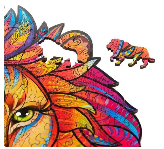Produktbild ELLIOT UNIDRAGON - Mysterious Lion (24 x 31 cm - Größe M) Holzpuzzle - 192 Teile 2 von 8