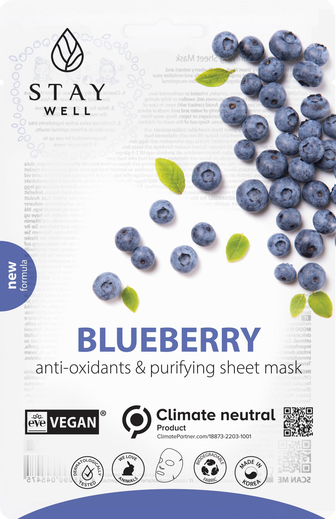 STAY WELL Vegan sheet mask - BLUEBERRY