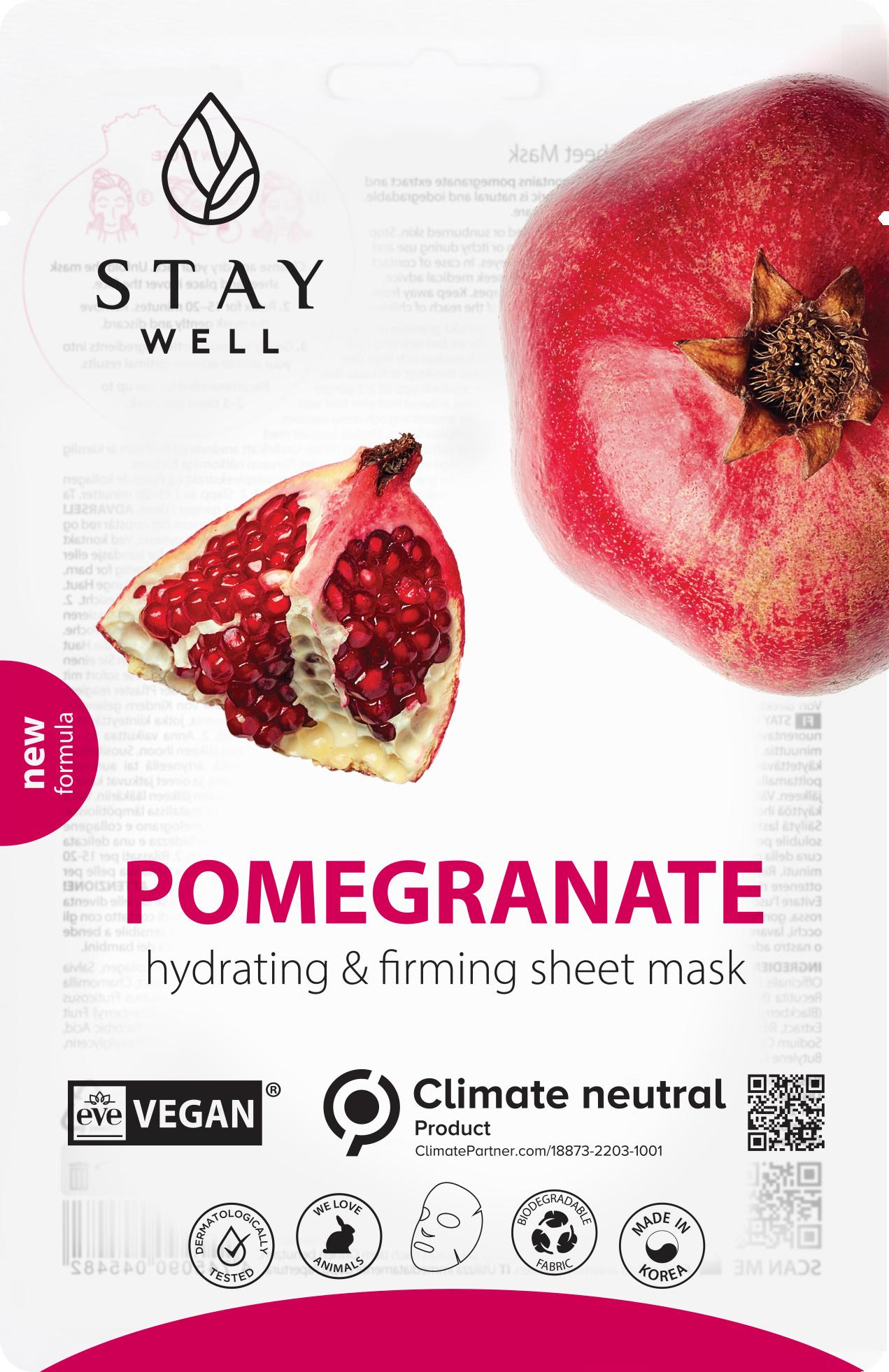 STAY WELL  Vegan sheet mask - POMEGRANATE