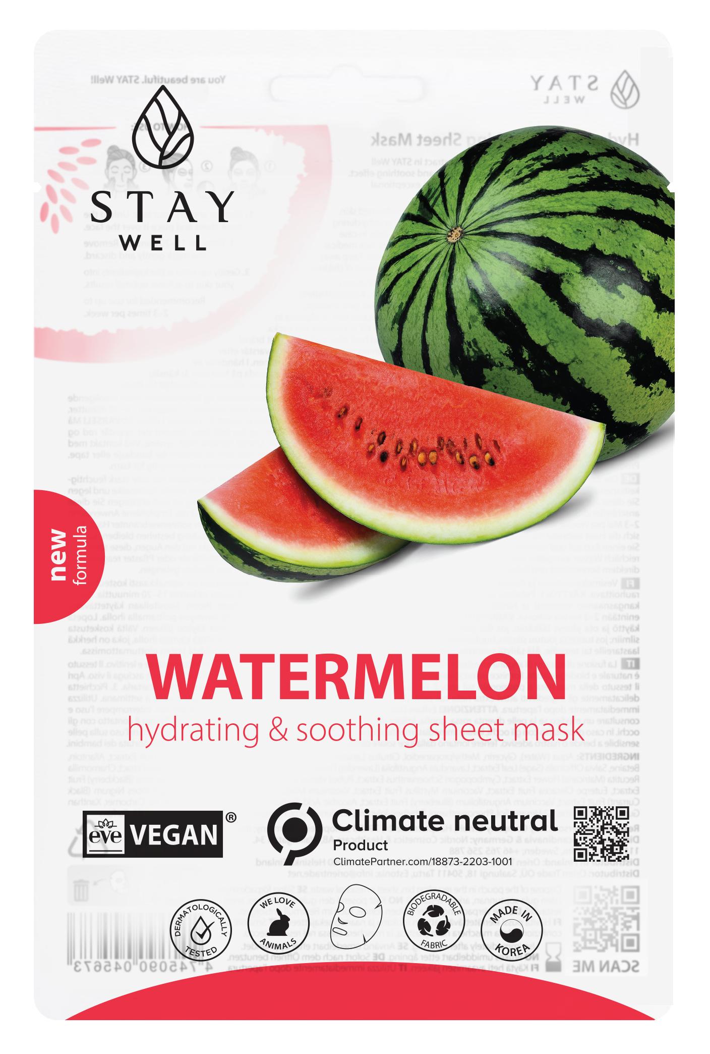 STAY WELL Vegan sheet mask - WATERMELON