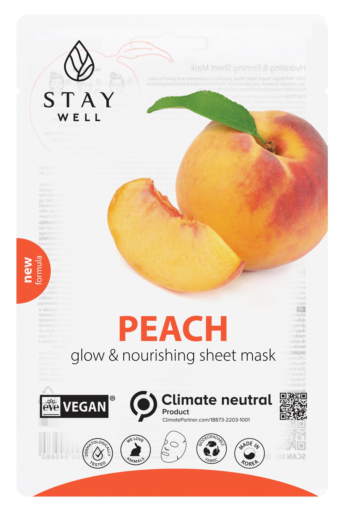 STAY WELL Vegan sheet mask - PEACH