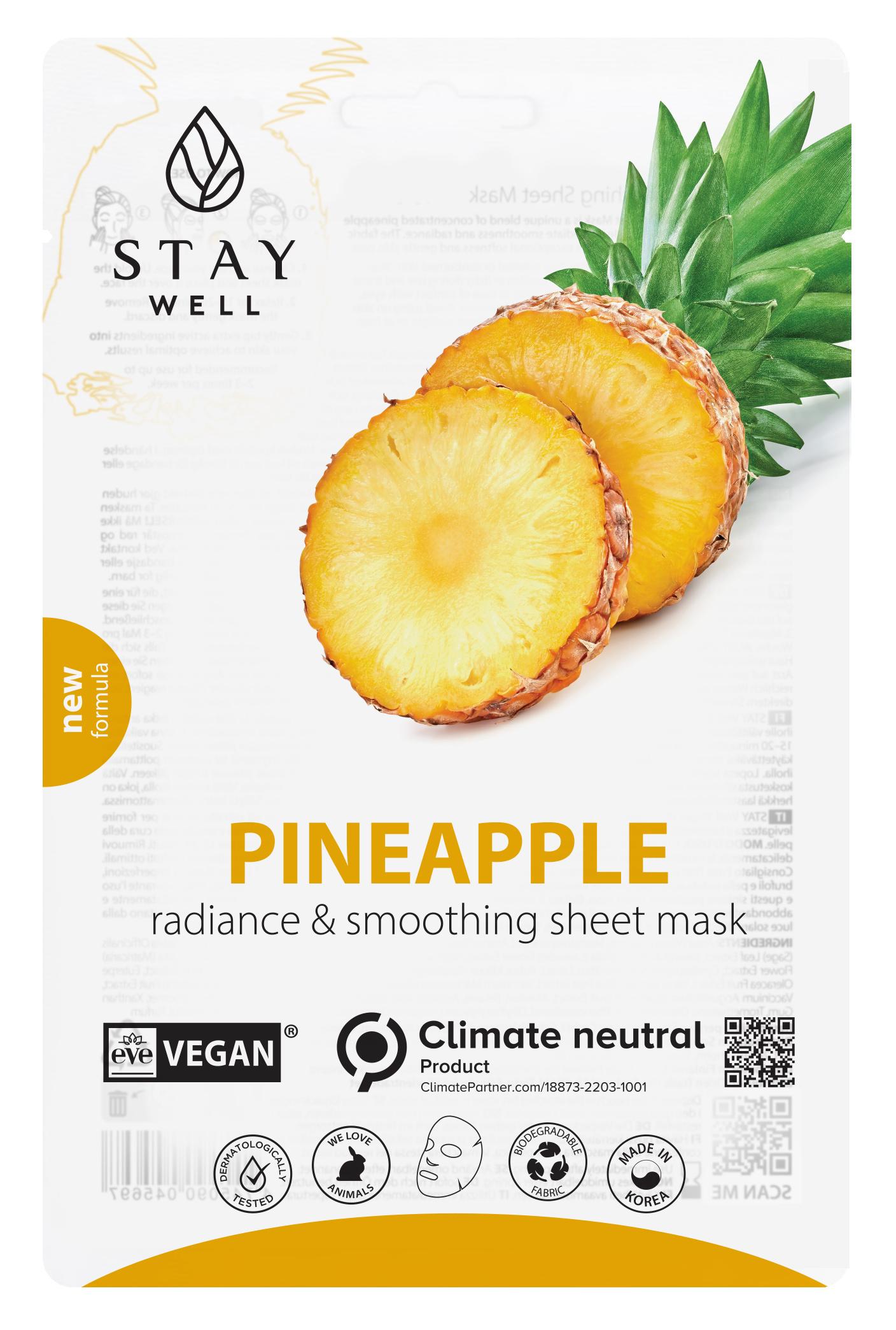 STAY WELL Vegan sheet mask - PINEAPPLE