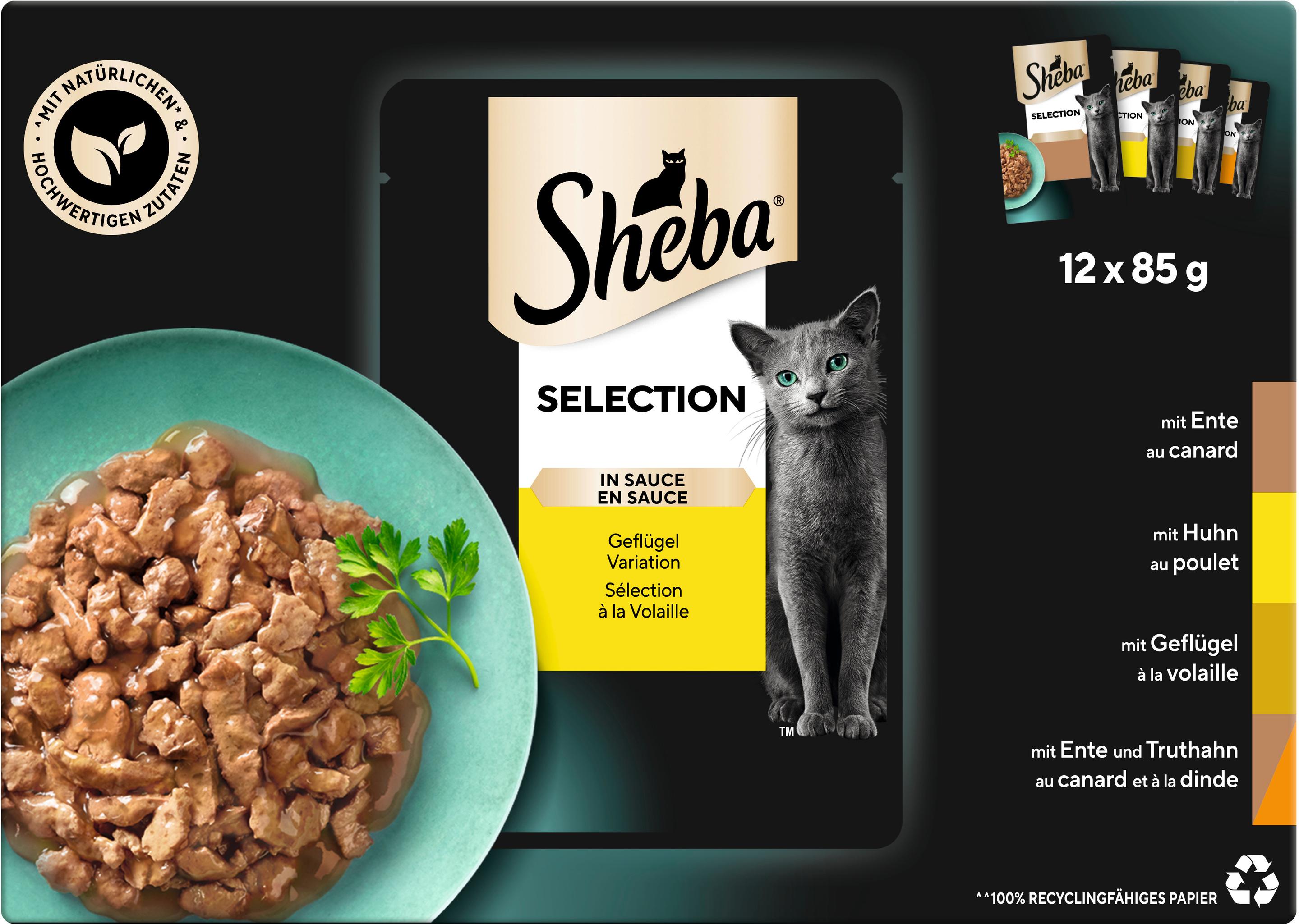 SHEBA® Selection in Sauce Geflügel Variation Portionsbeutel 12x85g