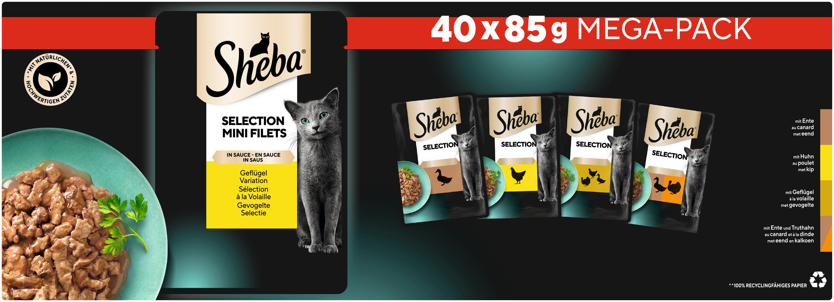 Sheba Katzennassfutter Selection in Sauce Geflügel Vorratspack 40x85g