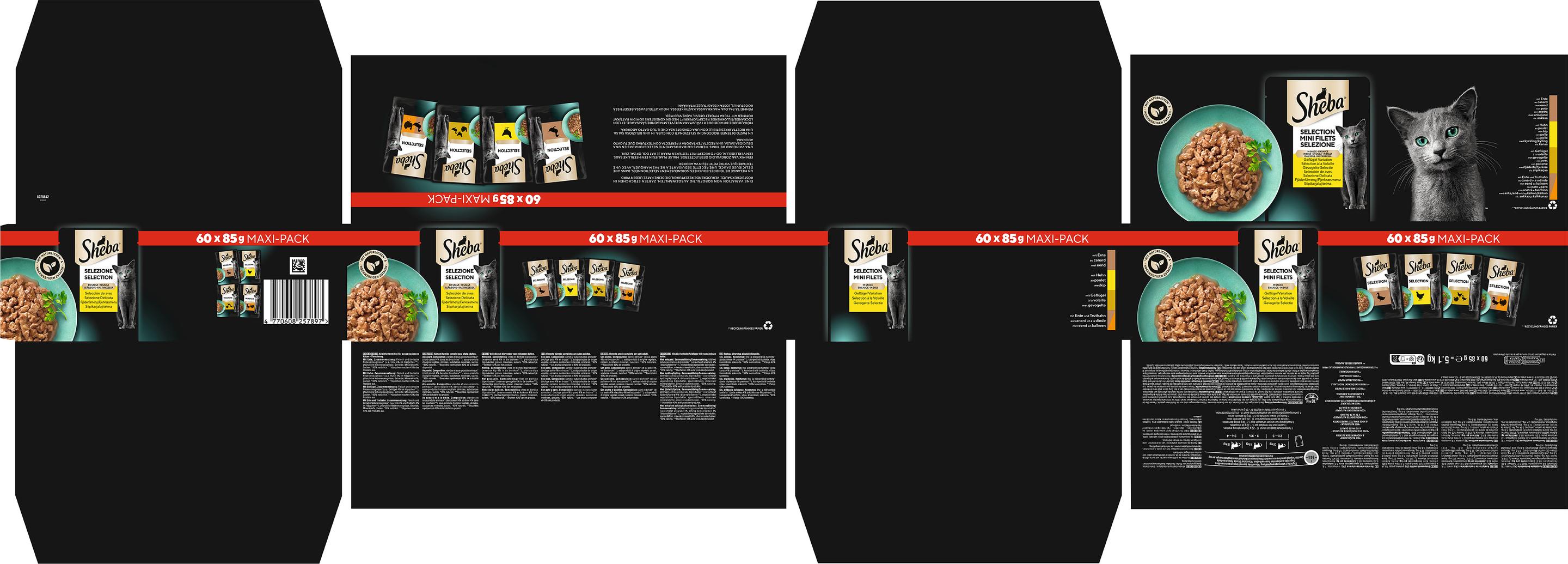 Produktbild SHEBA® Maxi-Pack Selection Mini Filets in Sauce Geflügel Variation 60x85g 4 von 6