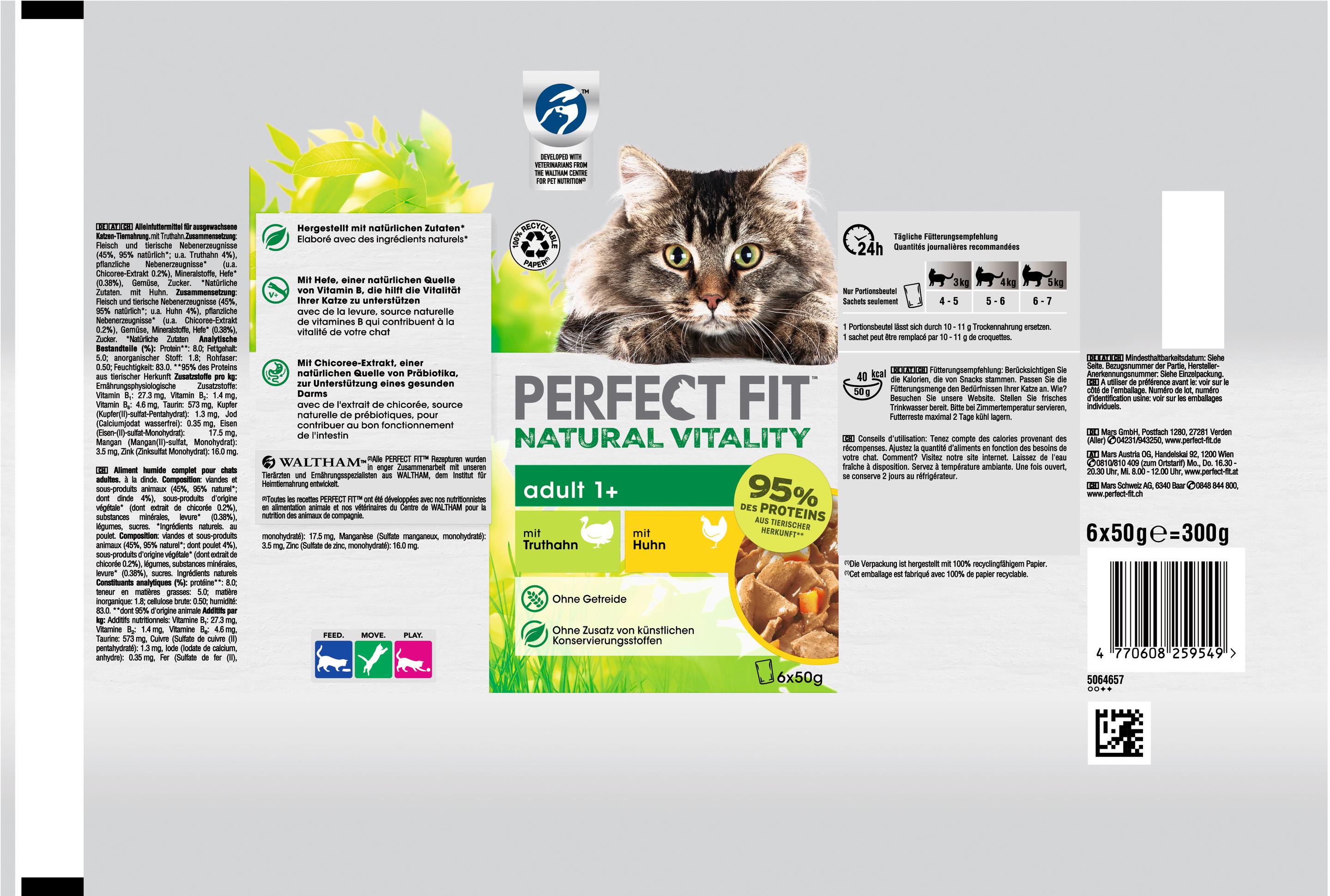 Produktbild Perfect Fit™ Katze Natural Vitality Adult 1+ mit Truthahn und mit Huhn 4 von 4