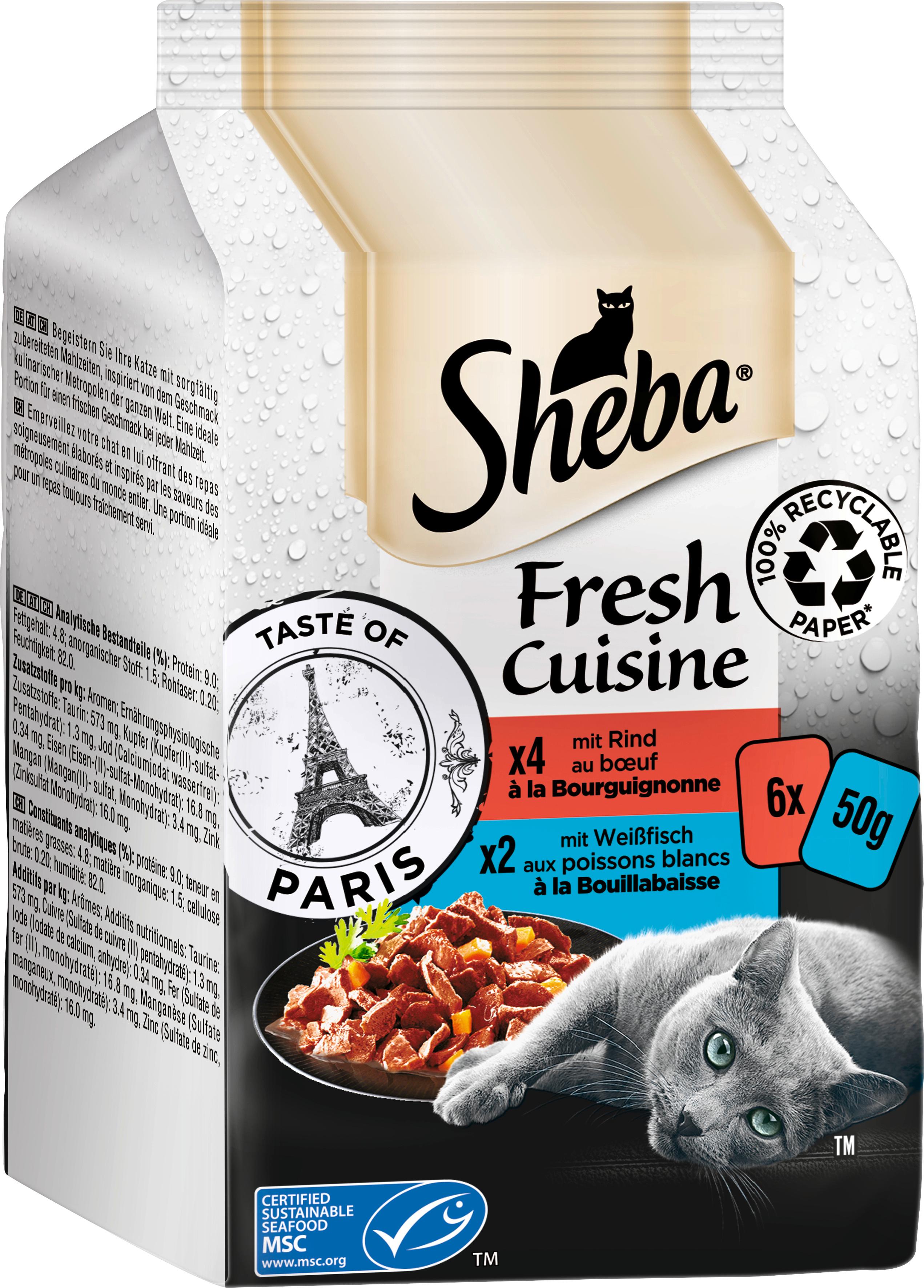 Produktbild SHEBA® Fresh Cuisine Taste of Paris mit Rind und mit Weißfisch Portionsbeutel 6x50g 3 von 3