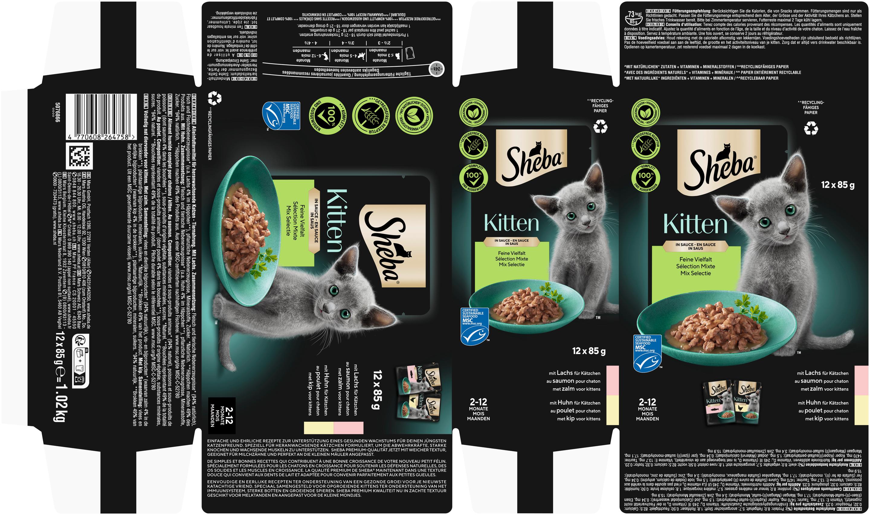 Produktbild Sheba Kitten in Sauce Feine Vielfalt 12x85g 2 von 14