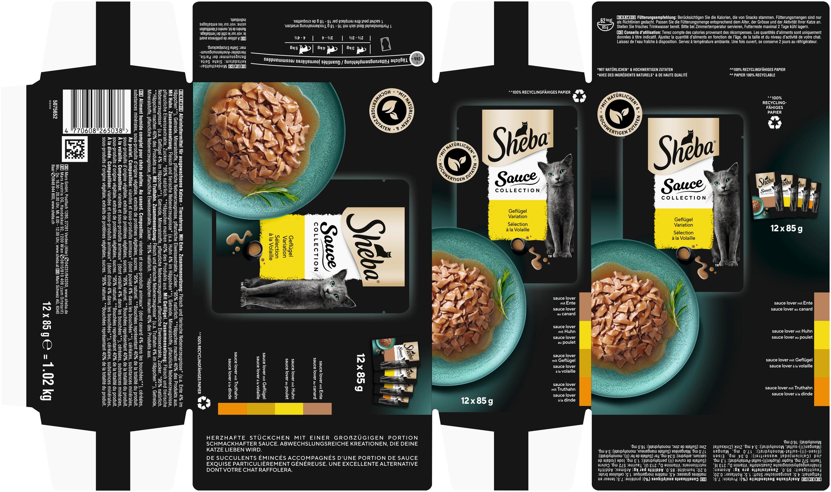 Produktbild SHEBA® Delikatesse in Sauce mit Geflügel Variation Portionsbeutel 12x85g 9 von 14