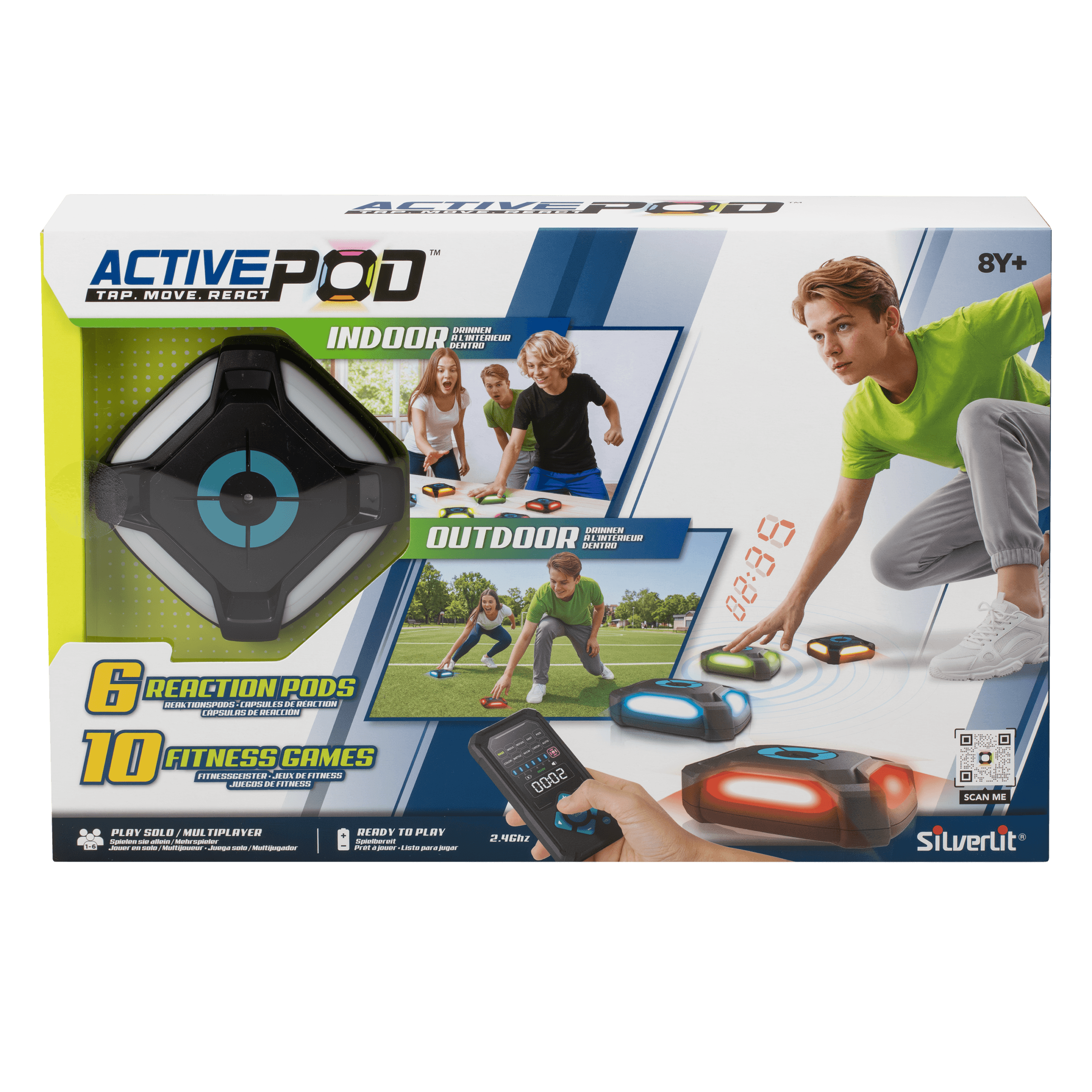 Silverlit Active Pod Reaktionsspiel mit 6 Lichtsensoren und 10+ Spielmodi